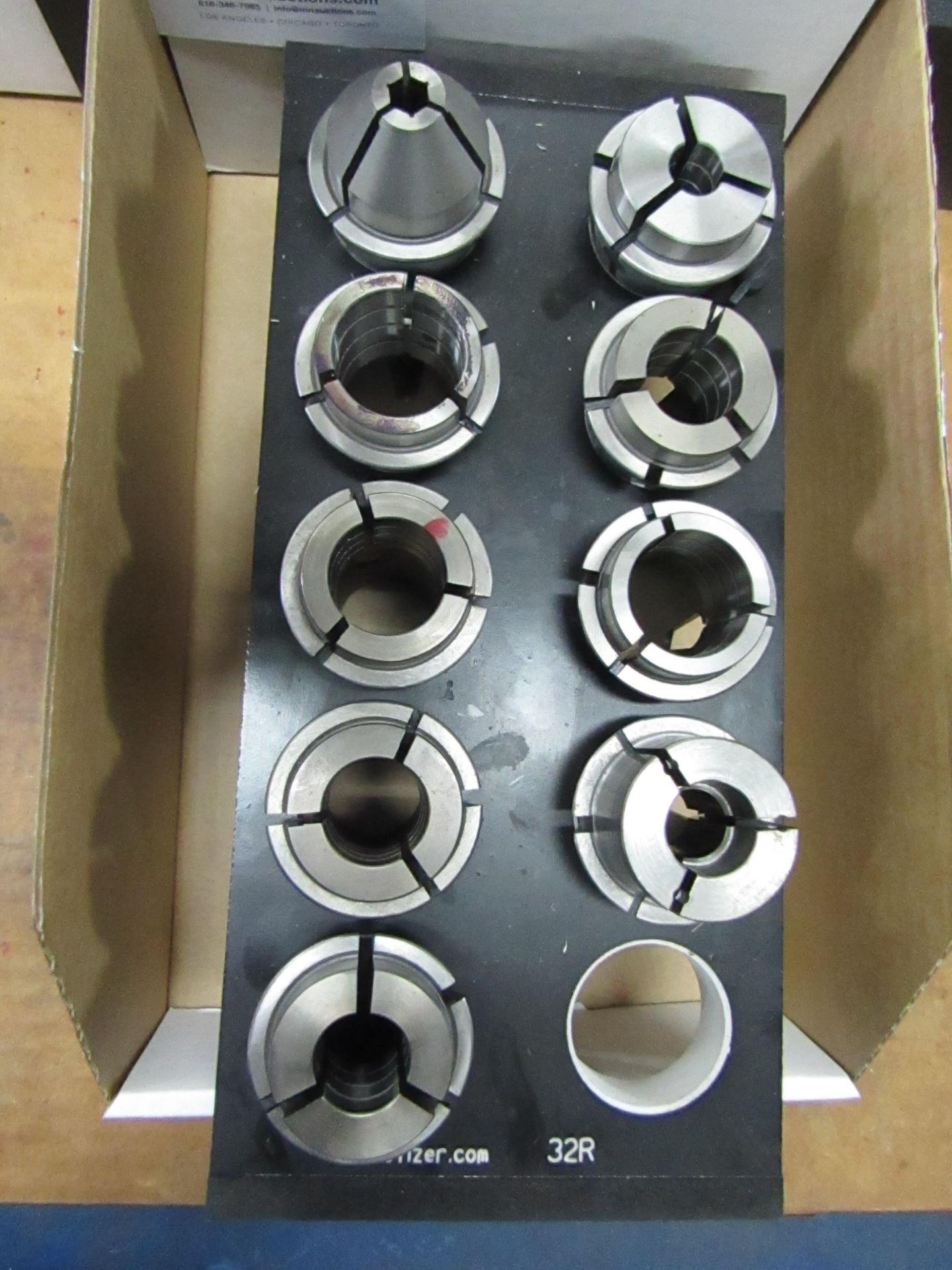 (9) MISC. 32C COLLETS VARYING SIZES WITH COLLET HOLDER, USED WITH GANESH MACHINES. MANUFACTURER - Image 5 of 5