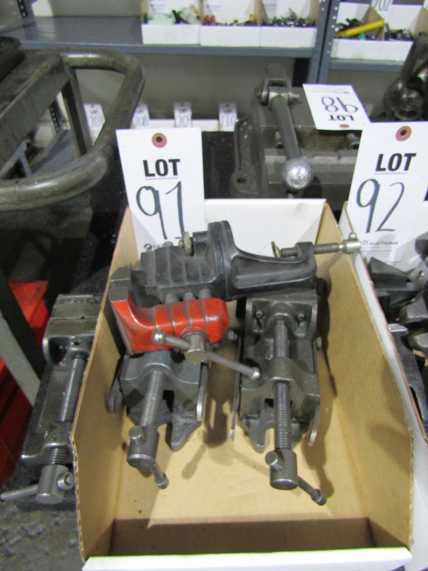 LOT TO INCLUDE (4) SMALL VISES: (1) PALMGREN PRECISION VISE, (2) PRECISION VISES, (1) C-CLAMP VISE