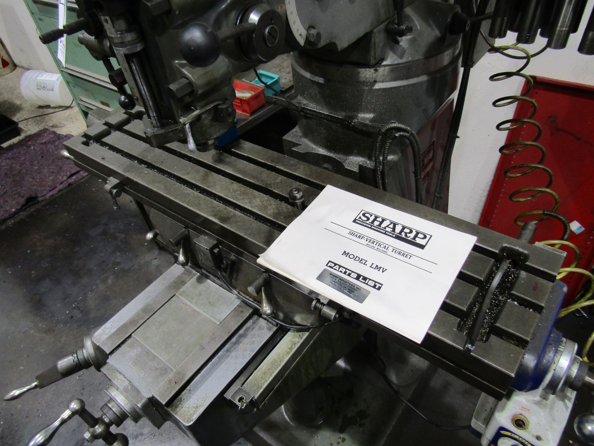 SHARP FIRST TURRET MILLING MACHINE, MODEL LMV, SERIAL 76038873. LOT TO INCLUDE: (1) MITUTOYO 2 - Image 4 of 7