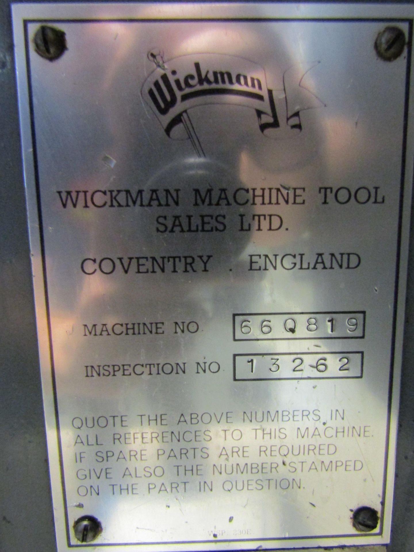 WICKMAN 6 SPINDLE AUTOMATIC SCREW MACHINE, 1 3/4", SERIAL 660819, INSPECTION 13262. LOT TO - Image 13 of 13