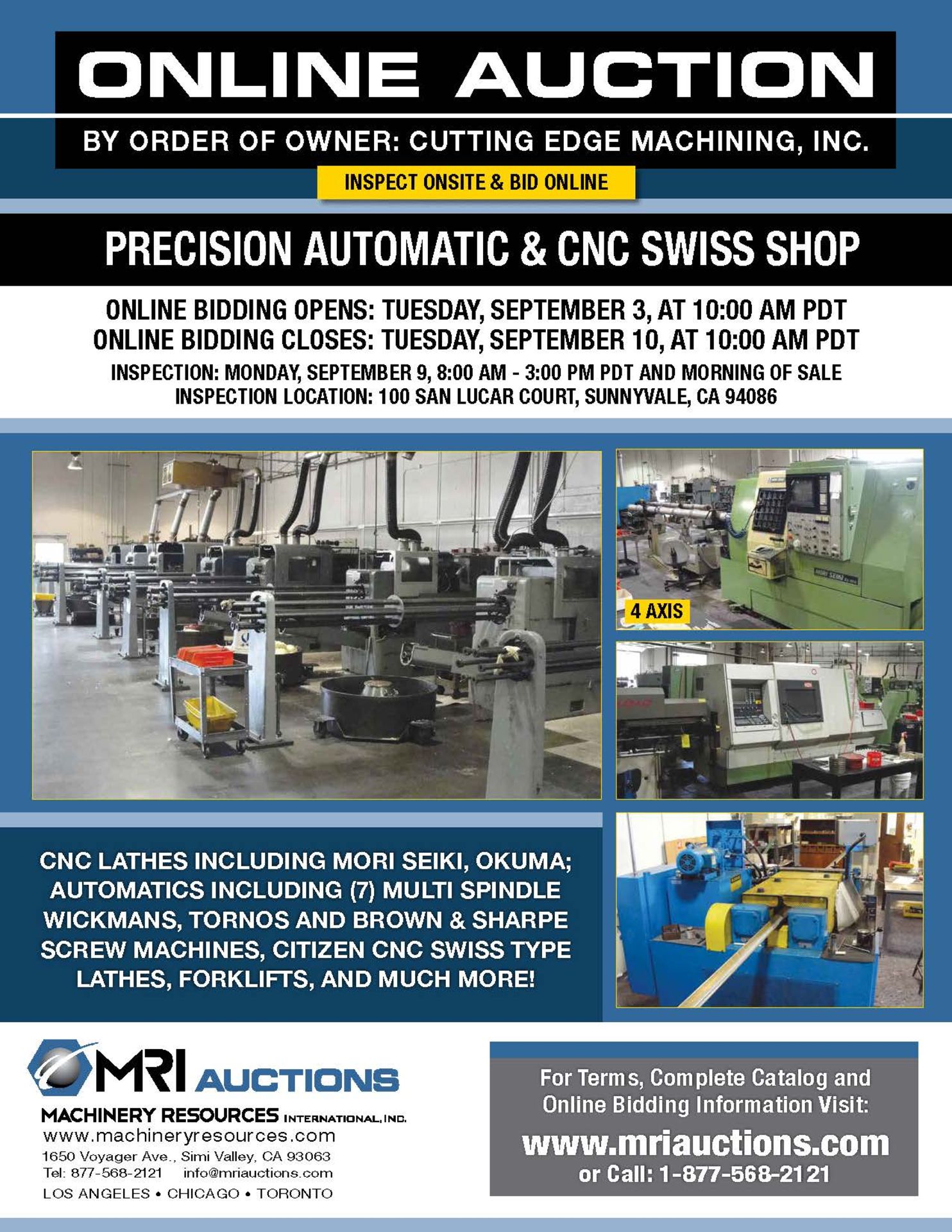 FEATURING: CNC LATHES; MULTI SPINDLE AUTOMATICS, SCREW MACHINES, CNC SWISS TYPE LATHES, AND MORE!