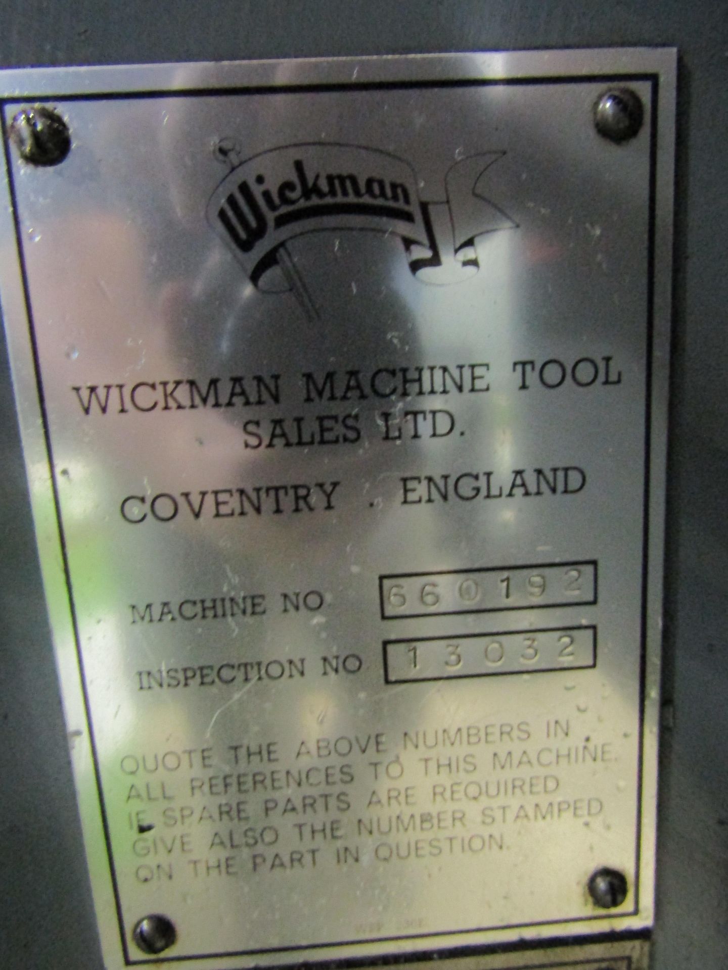 WICKMAN 6 SPINDLE AUTOMATIC SCREW MACHINE, 1 3/4", SERIAL 660192, INSPECTION 13032. LOT TO - Image 10 of 10