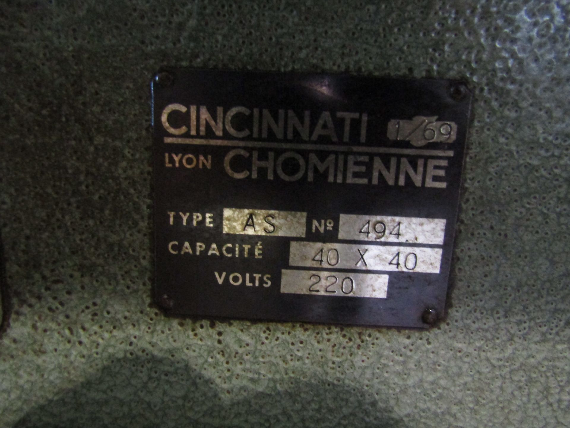 CINCINATTI LYON CHOMIENNE CARBIDE TOOL GRINDER, MODEL AS, SERIAL 494 - Image 3 of 4