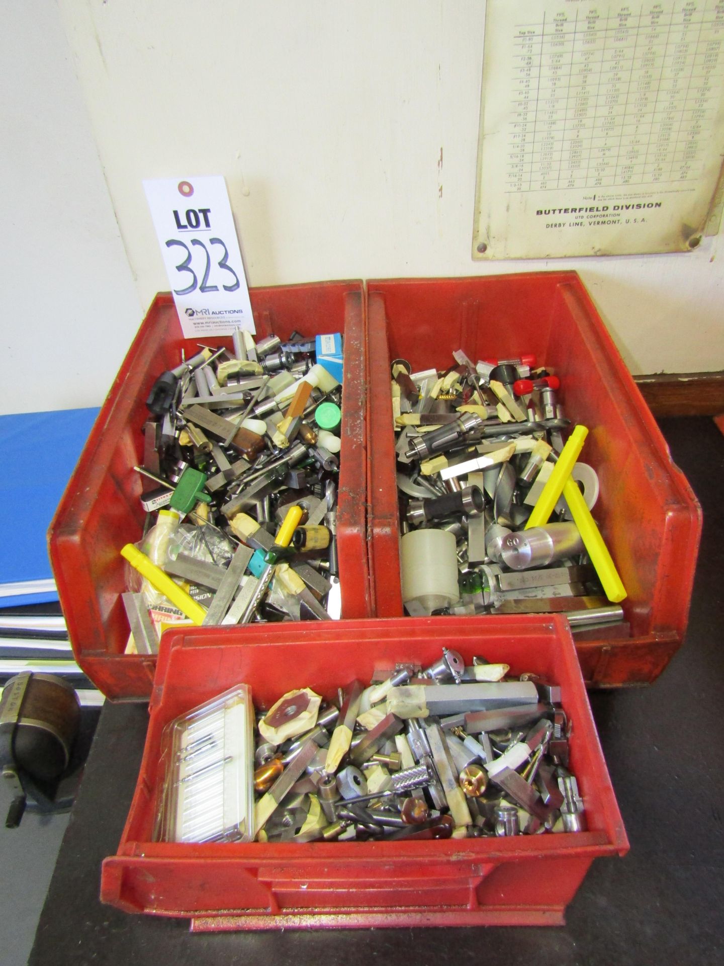 (3 BINS) MISC. TOOLING, CUTTING TOOLS, DRILLS, MILLS, COLLETS, PARTS, AND HARDWARE