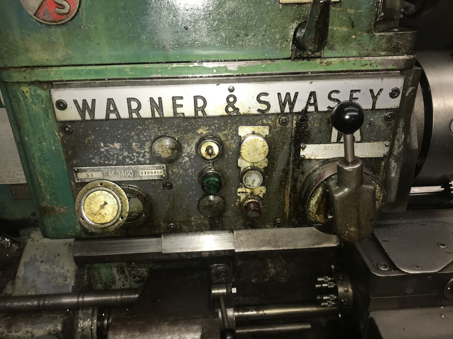 WARNER AND SWASEY HEXAGONAL TURRET LATHE, 15/30 DUAL HP, MODEL - M-3400, 12" 3 JAW CHUCK, - Image 3 of 5