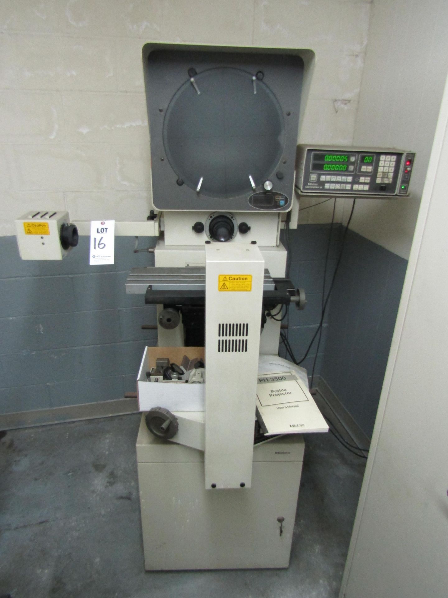 MITUTOYO PH-3500 OPTICAL COMPARATOR, MICROPAK-2LA DIGITAL READOUT, TO INCLUDE: ALL MANUALS,