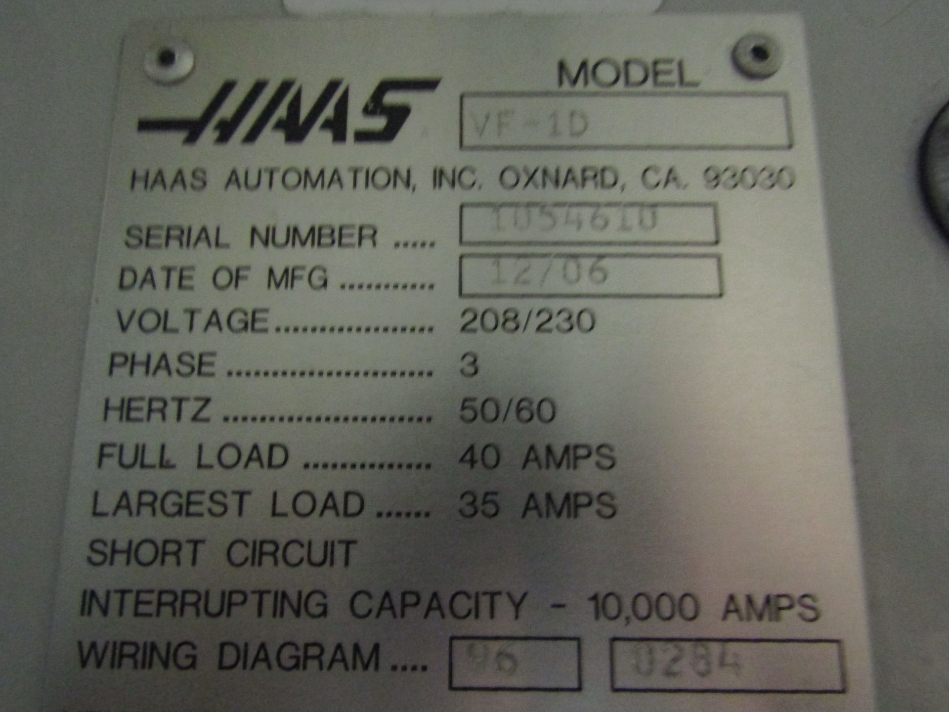 2006 HAAS VF-1D VERTICAL MACHINING CENTER, TRAVELS: 20 X 16 X 21, 21 ATC, HAAS CONTROL S/N: 1054610 - Image 12 of 12