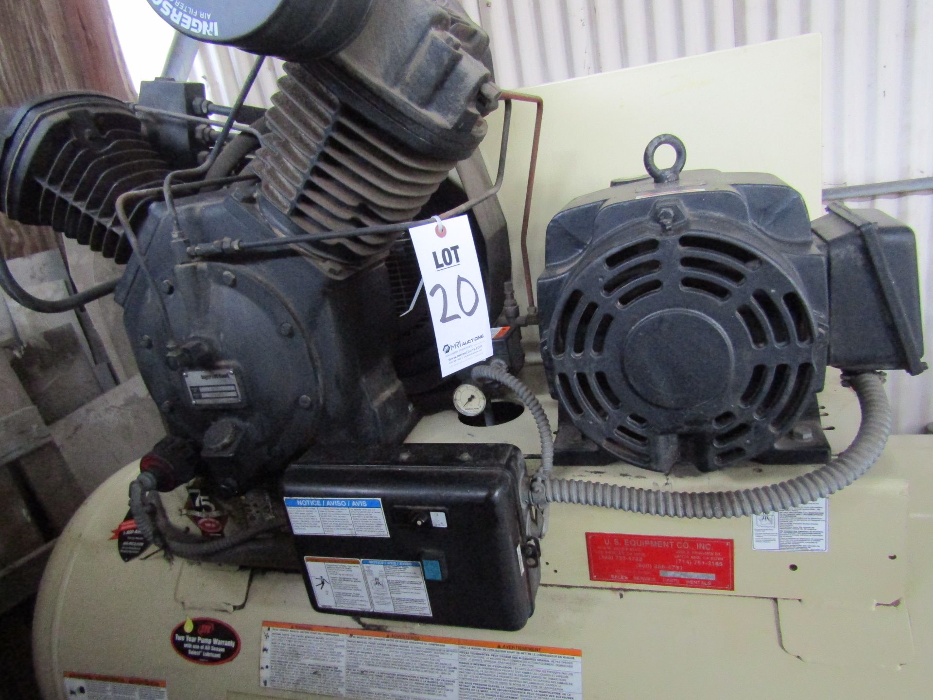 INGERSOLL-RAND 7100E15 AIR COMPRESSOR, 120 GALLONS, 15 HP, 3 PHASE, SERIAL 0512290096, PUMP MODEL - Image 2 of 5