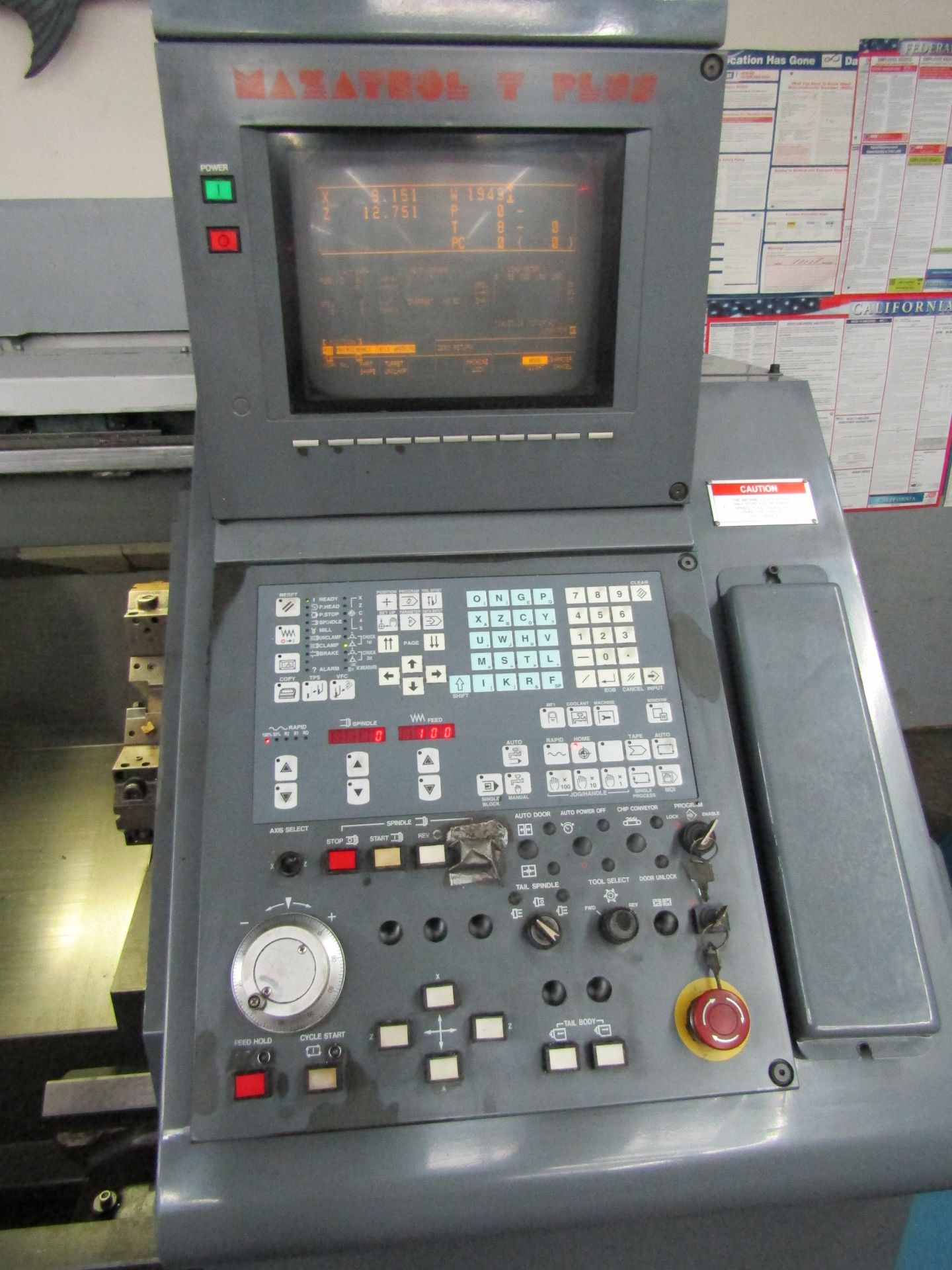 1997 MAZAK CNC LATHE QT-20\CNC, 8” CHUCK, TAILSTOCK, CHIP CONVEYOR, SPARE ALUMINUM CHUCKS INCLUDED – - Image 7 of 12