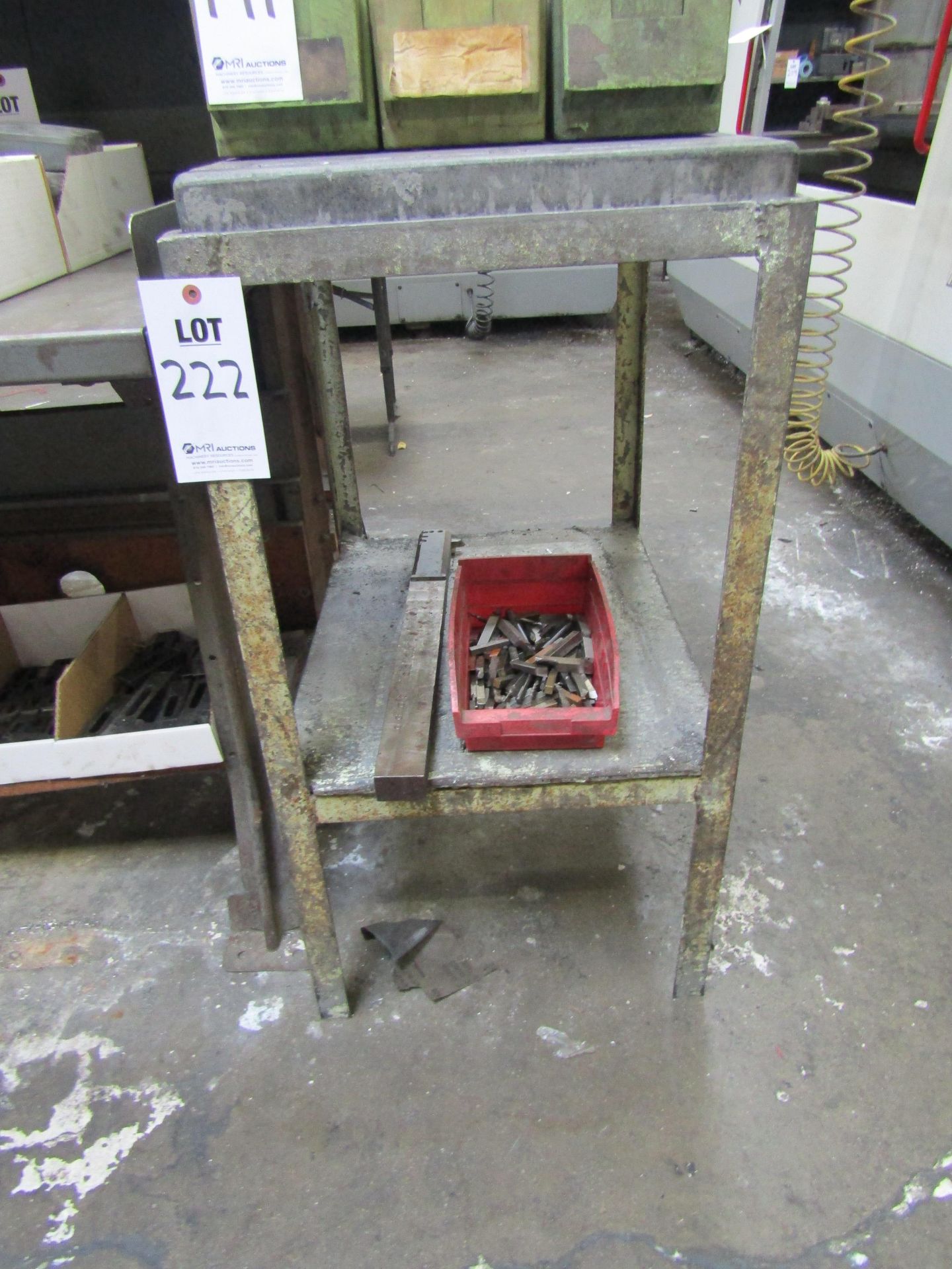 LOT TO INCLUDE: (1) GRANITE INSPECTION TABLE, DIMENSIONS: 24" X 18" X 34"H, (3) SHOP TABLES - Image 3 of 4