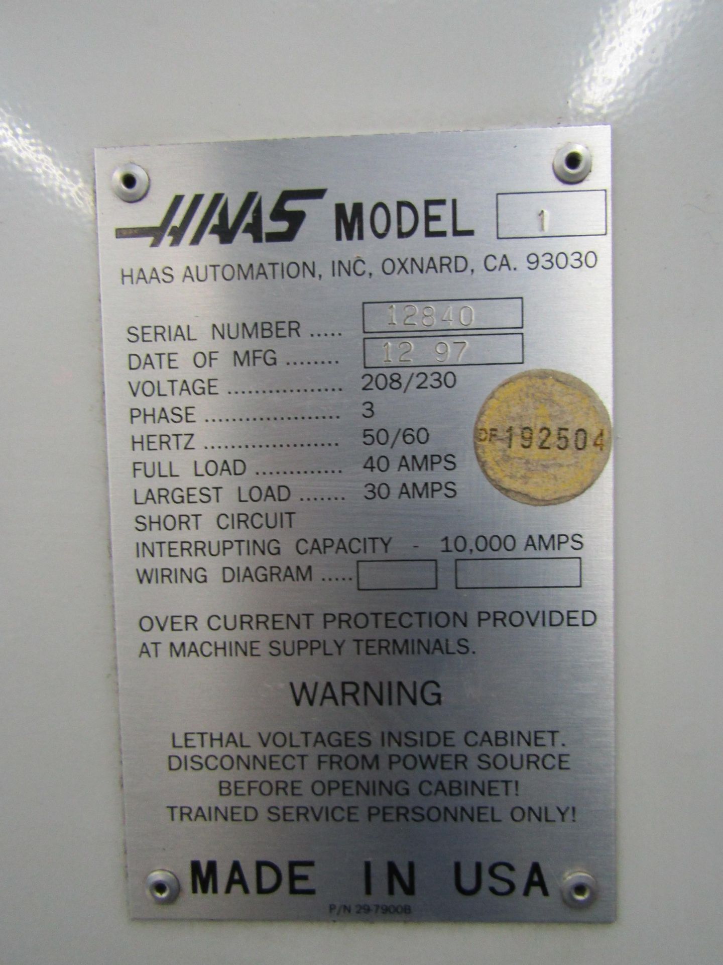 1997 HAAS VF-1 VERTICAL MACHINING CENTER TRAVELS: 20 X 16 X 20, HAAS CONTROL – SERIAL#: 12840 - Image 11 of 11