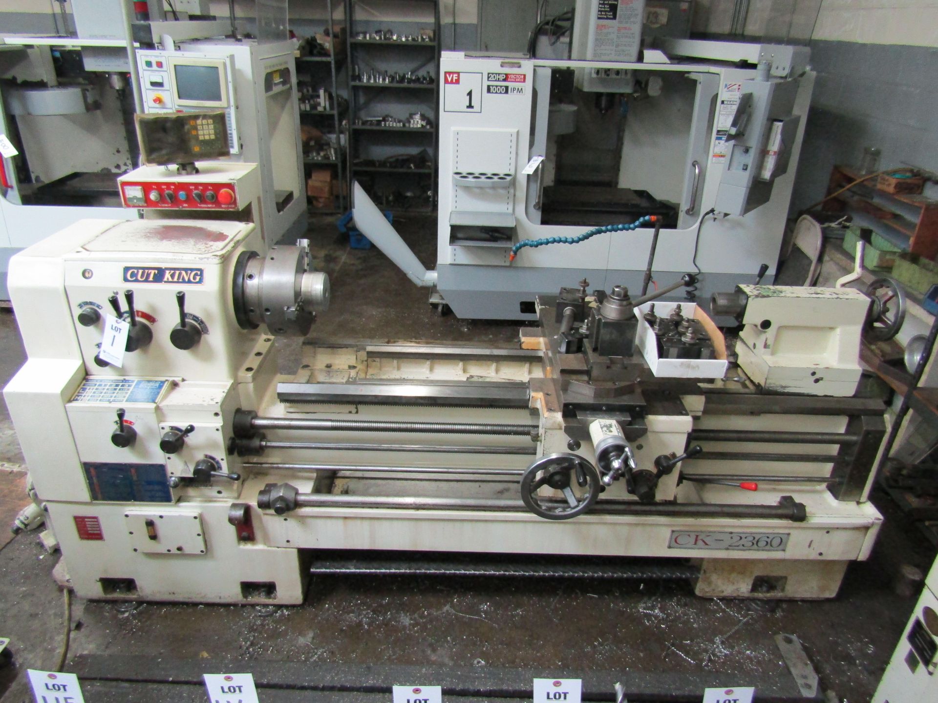 1998 CUT KING ENGINE LATHE, MODEL CK-2360, SERIAL 8580702, MOTOR 10 HP 60 HZ MOTOR, JENIX DIGITAL