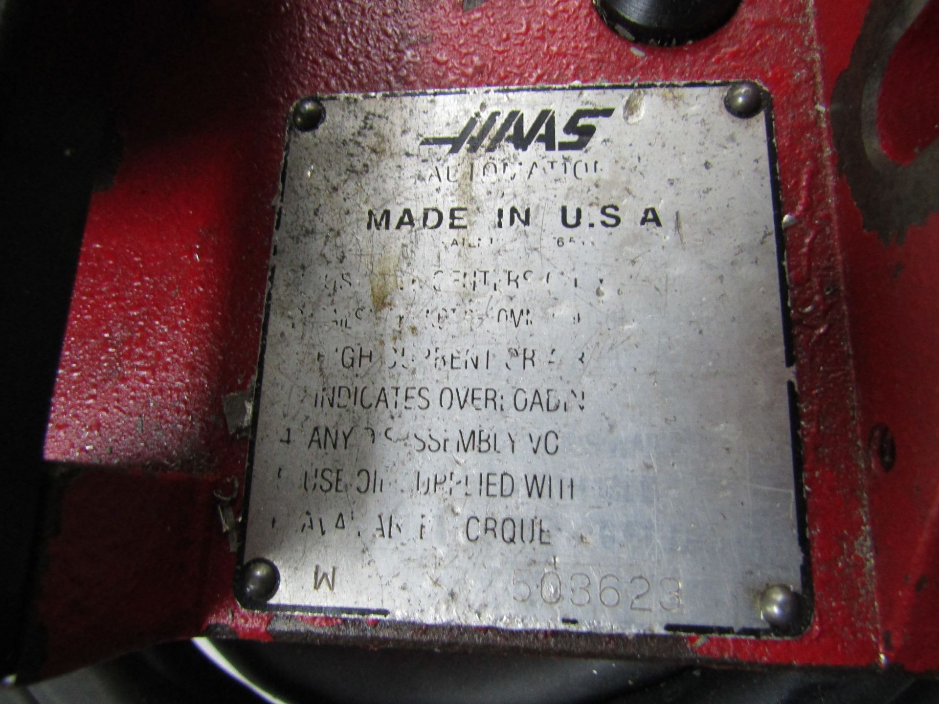 HAAS ROTARY INDEXER SERIAL 503623, WITH SUPPORT FIXTURE - Image 3 of 3