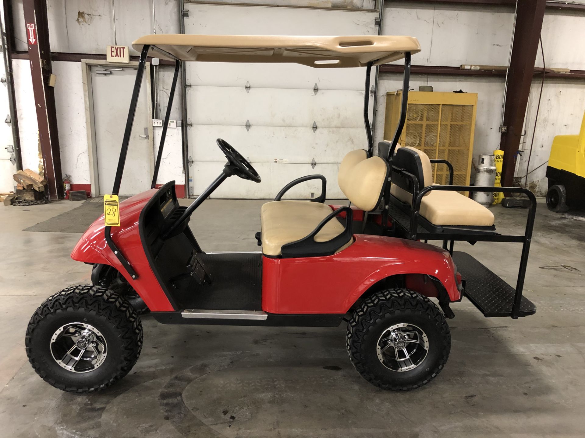 EZ-GO PDS GASOLINE GOLF CART, 9HP, 4-PASSENGER FOLD DOWN SEAT, LIFT KIT, HEADLIGHTS/BRAKE-LIGHTS,