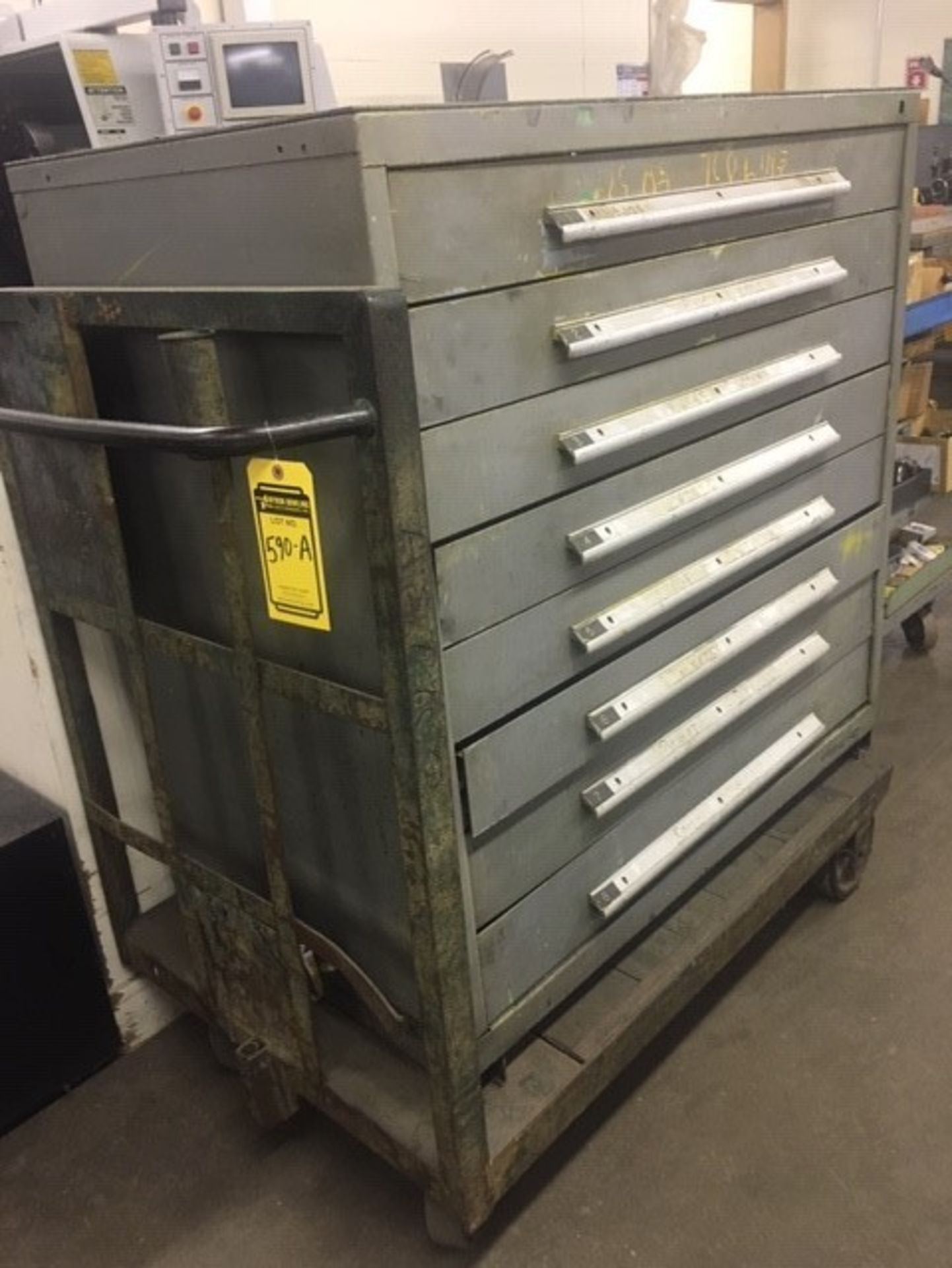 CABINET WITH CONTENTS ON ROLLING CART