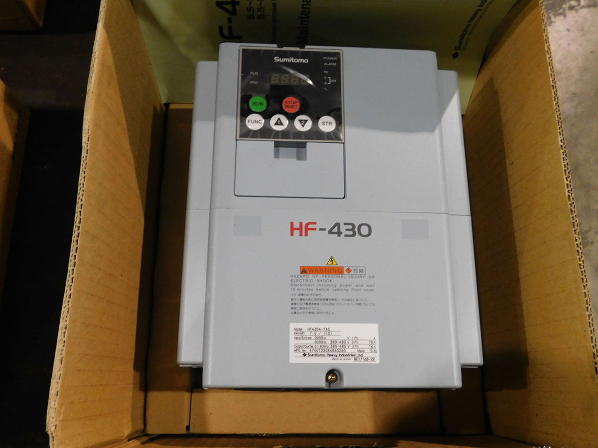 SUMITOMO MODEL HF4304-7A5, 7.5 KW, 10-HP INPUT, 50/60 HZ OUTPUT, 380-480V, 3-PHASE