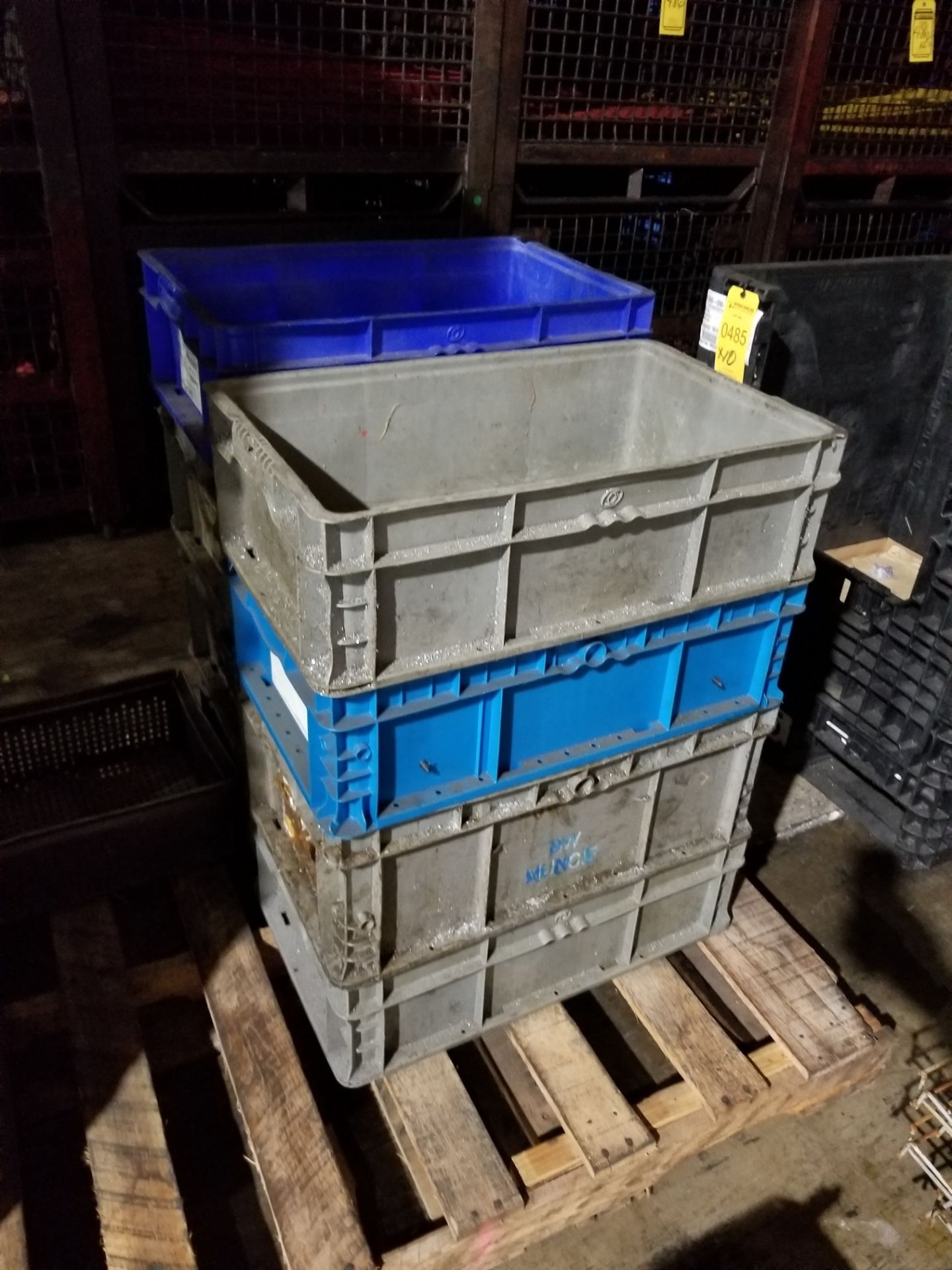 SKID OF PLASTIC TOTES