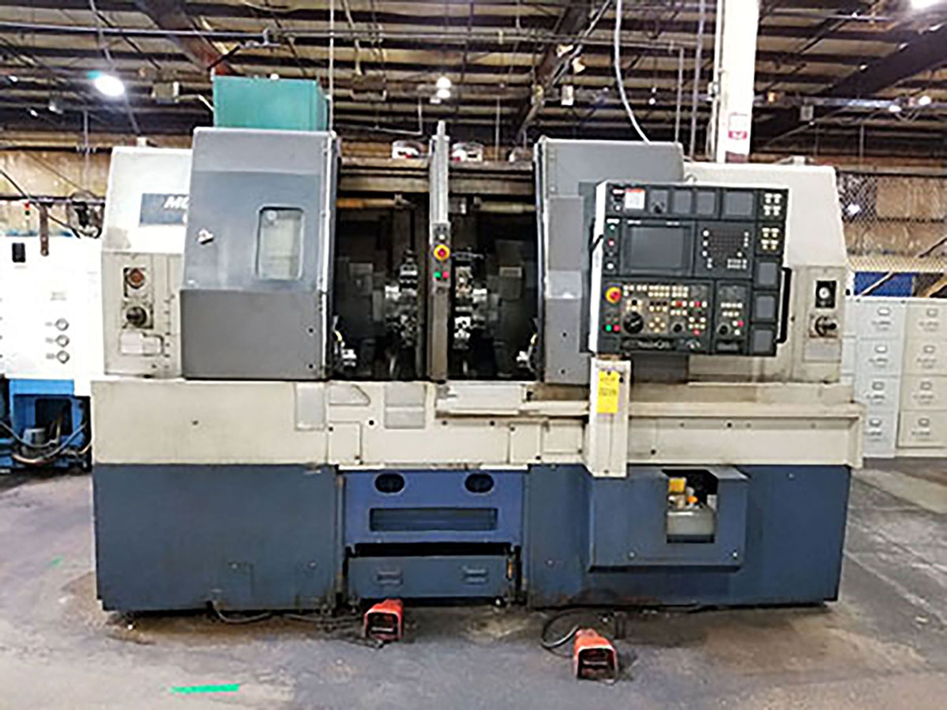 2000 MORI SEKI DL151 4-AXIS CNC TURNING CENTER; DUAL SPINDLE, (2) 12-POSITION TURRET, COOLANT,