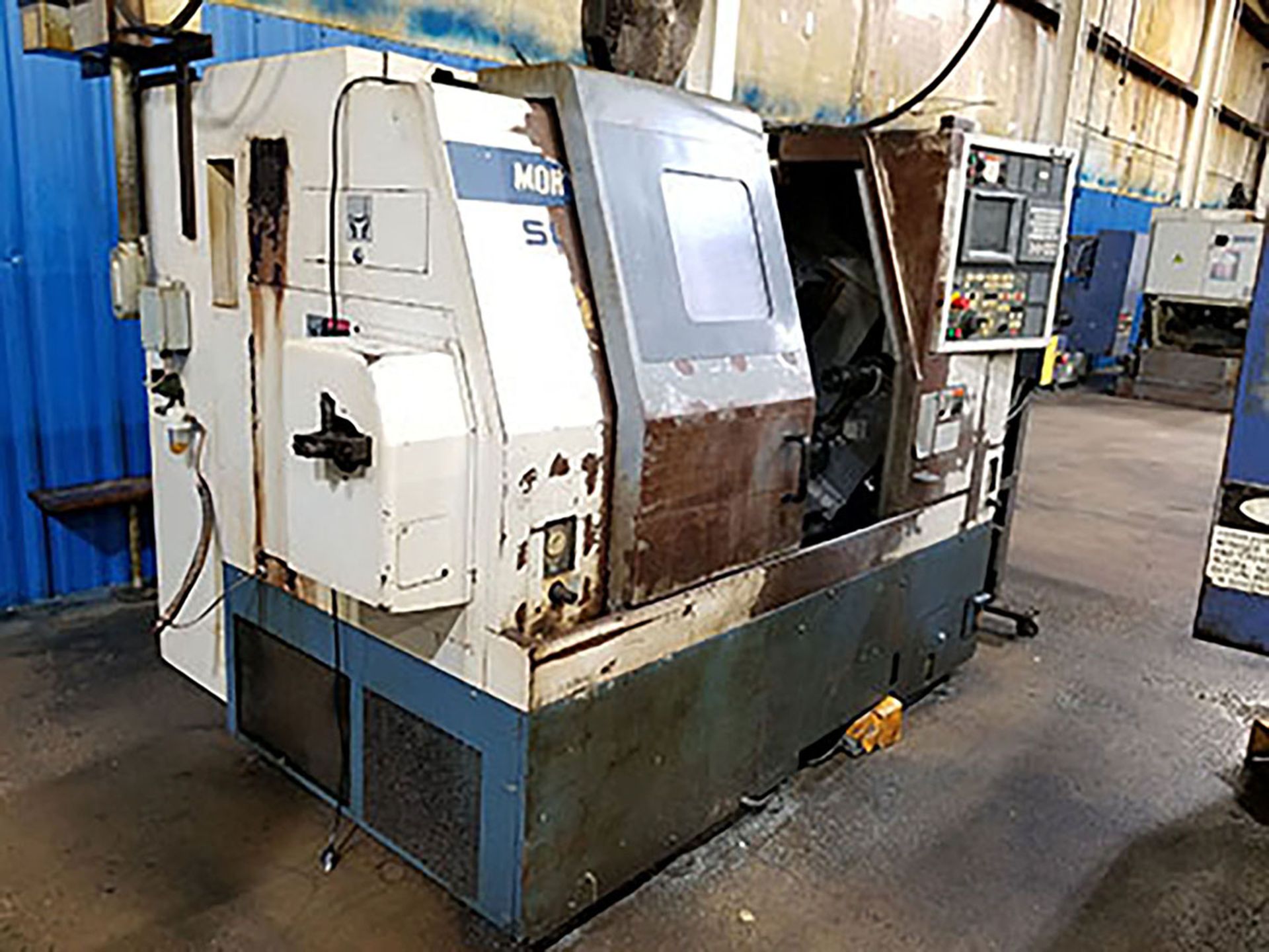 1996 MORI SEIKI SL250A CNC TURNING CENTER; 12-POSITION TURRET, COOLANT SYSTEM, MORI SEIKI MSC-518 - Bild 2 aus 8