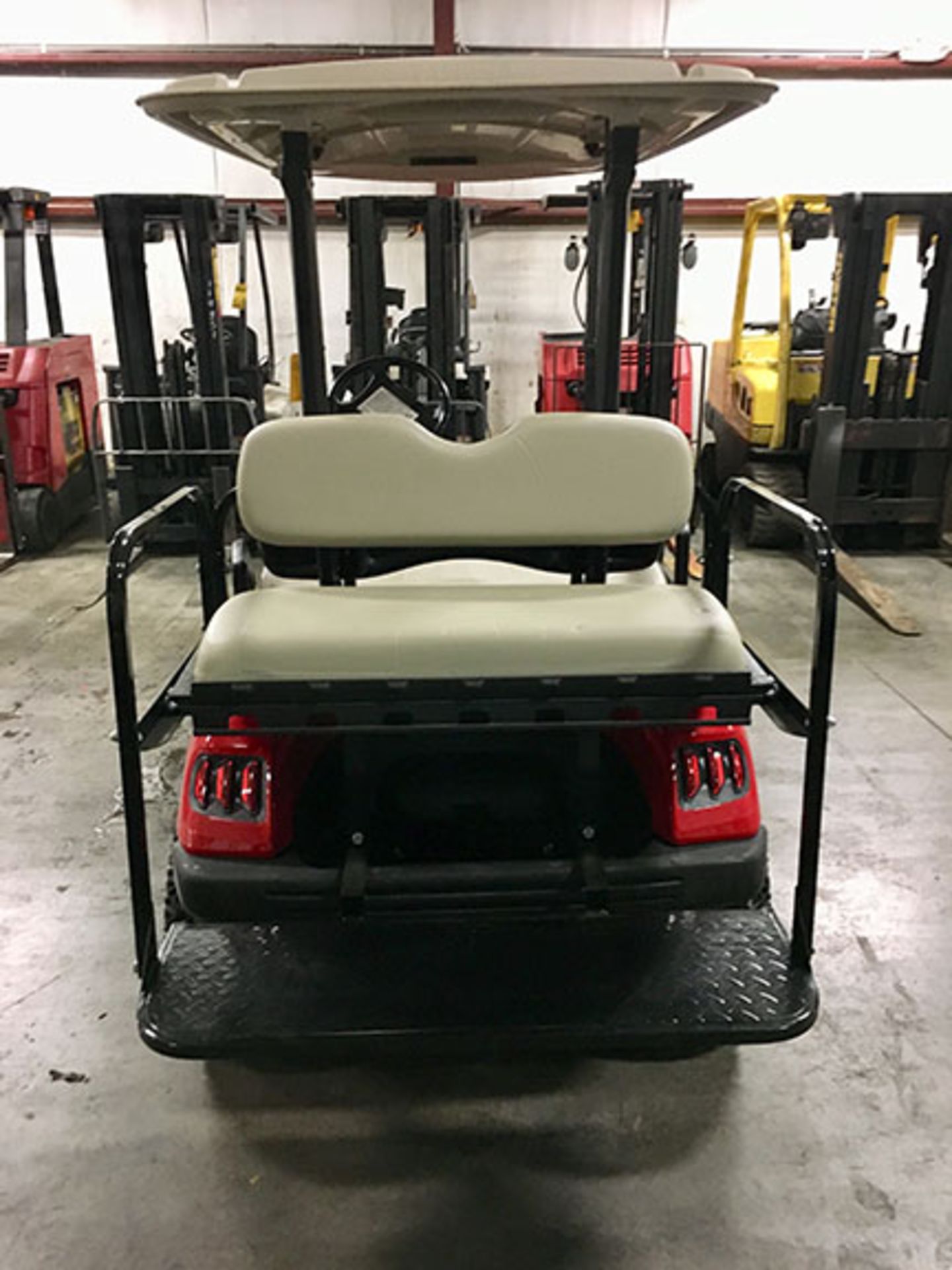2009 YAMAHA ELECTRIC GOLF CART, WITH 48 VOLT CHARGER, 4-PASSENGER FOLD DOWN SEAT, LIFT KIT, - Image 2 of 5