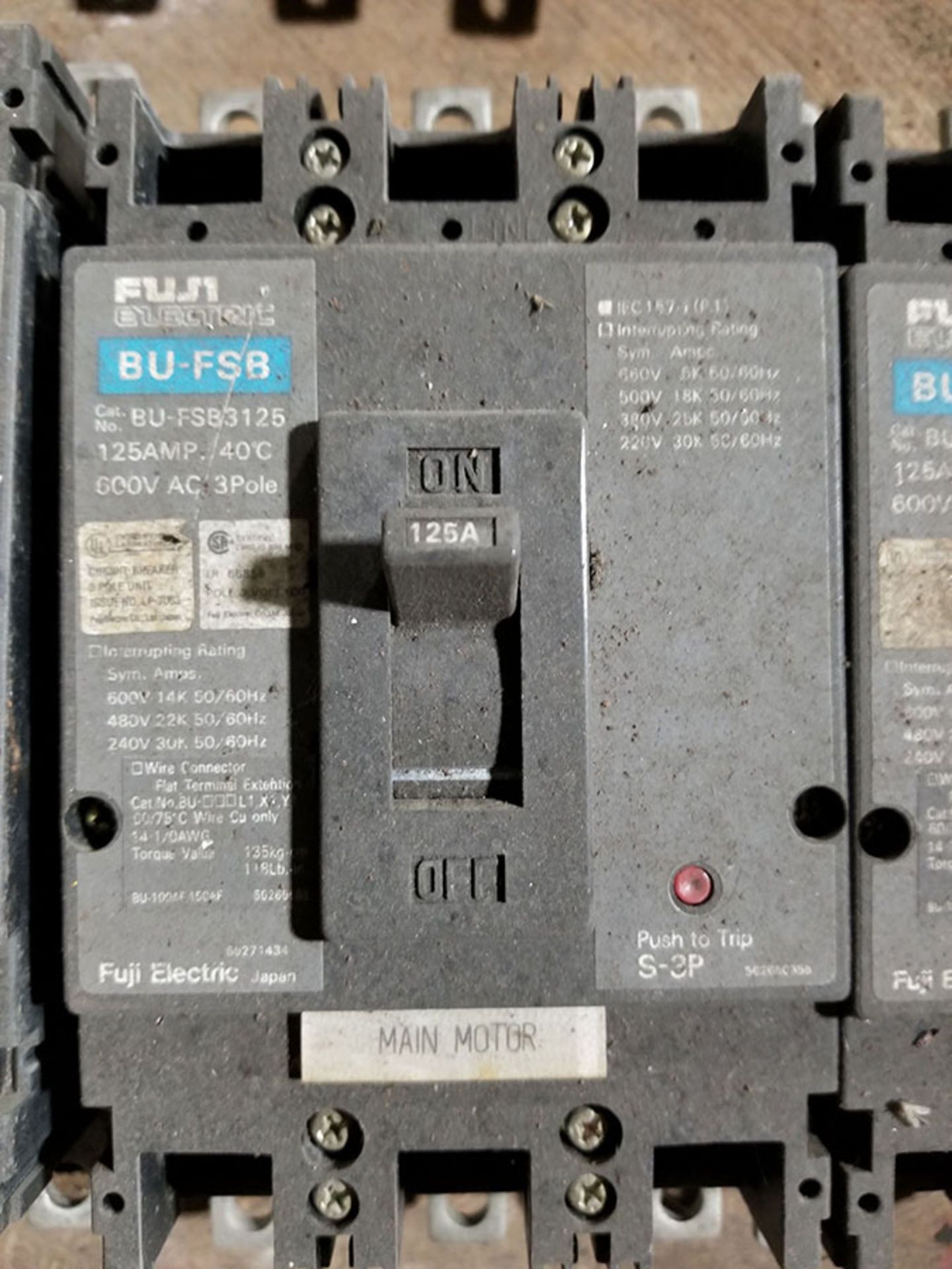 PALLET OF (15) FUJI BU-FSB 150-AMP BREAKERS, 3 POLE (X10) 125-AMP, 3 POLE (X12) 60-AMP, 600V AC, 3 - Image 4 of 5