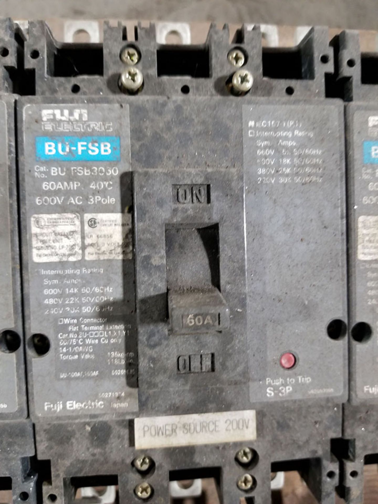 PALLET OF (15) FUJI BU-FSB 150-AMP BREAKERS, 3 POLE (X10) 125-AMP, 3 POLE (X12) 60-AMP, 600V AC, 3 - Image 5 of 5