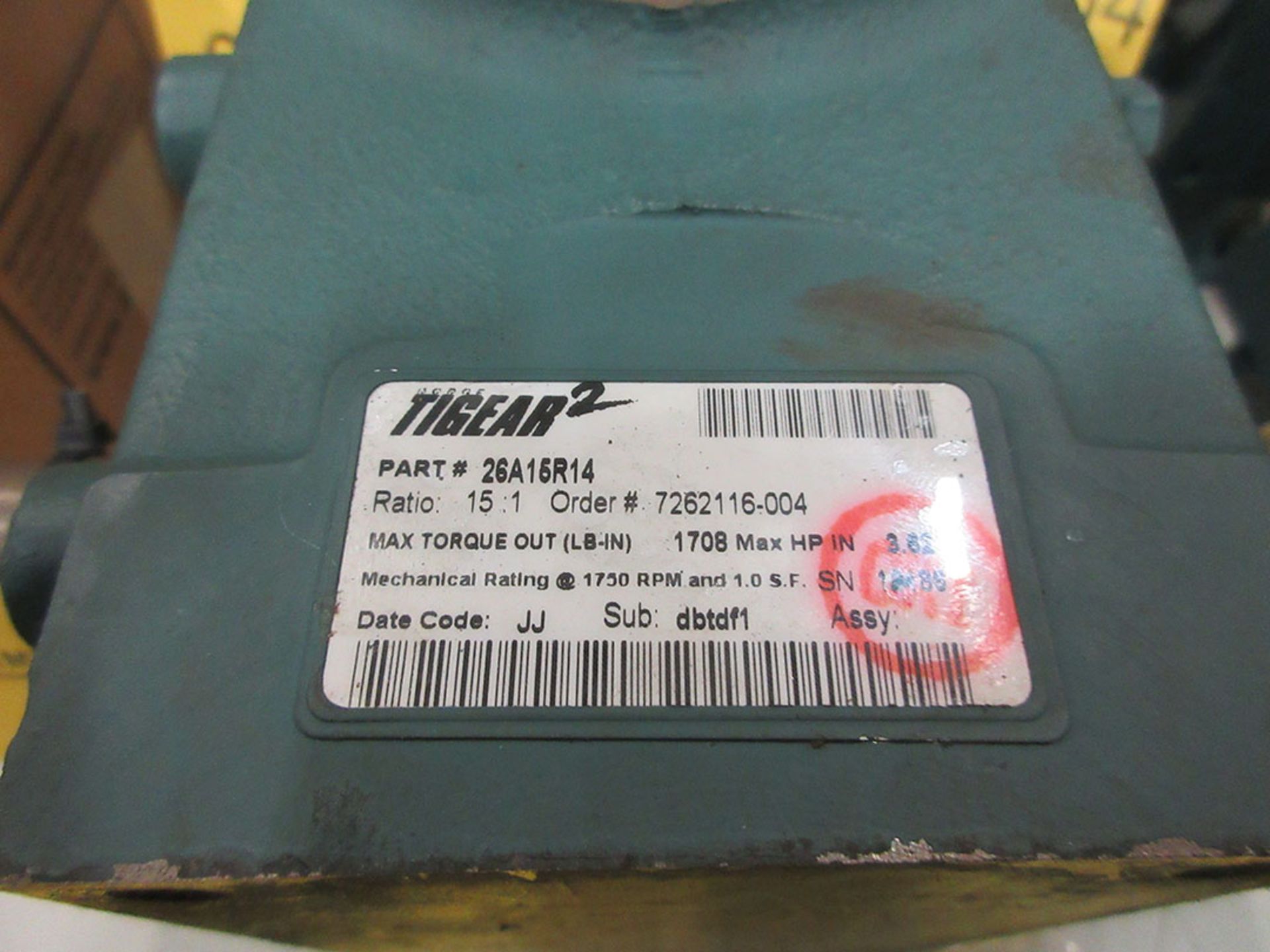TIGEAR 2 REDUCER; PN 26A15R14, 15:1 RATIO - Image 2 of 2