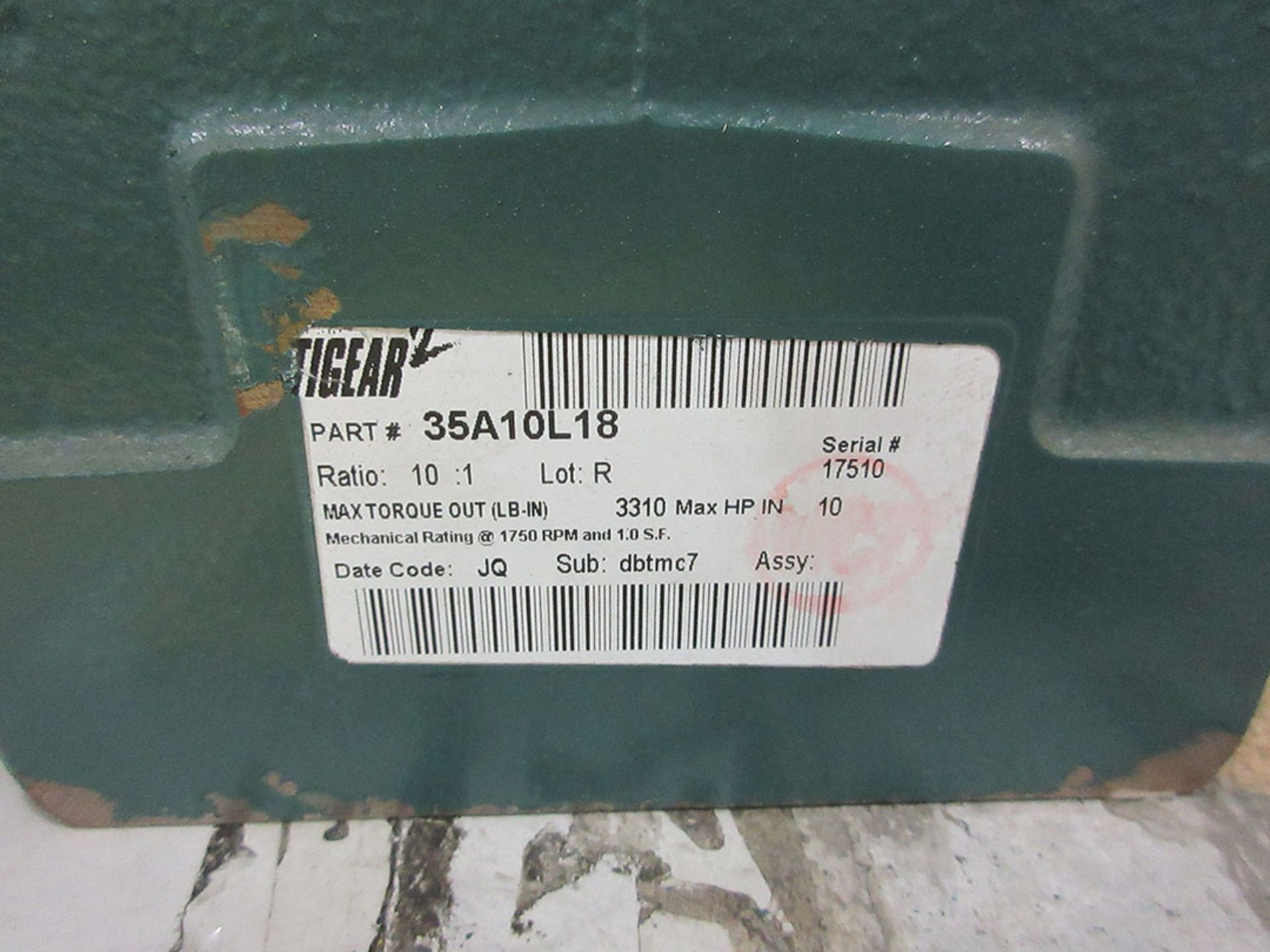 TIGEAR 2 REDUCER; PN 35A10L18, 10:1 RATIO - Image 2 of 2