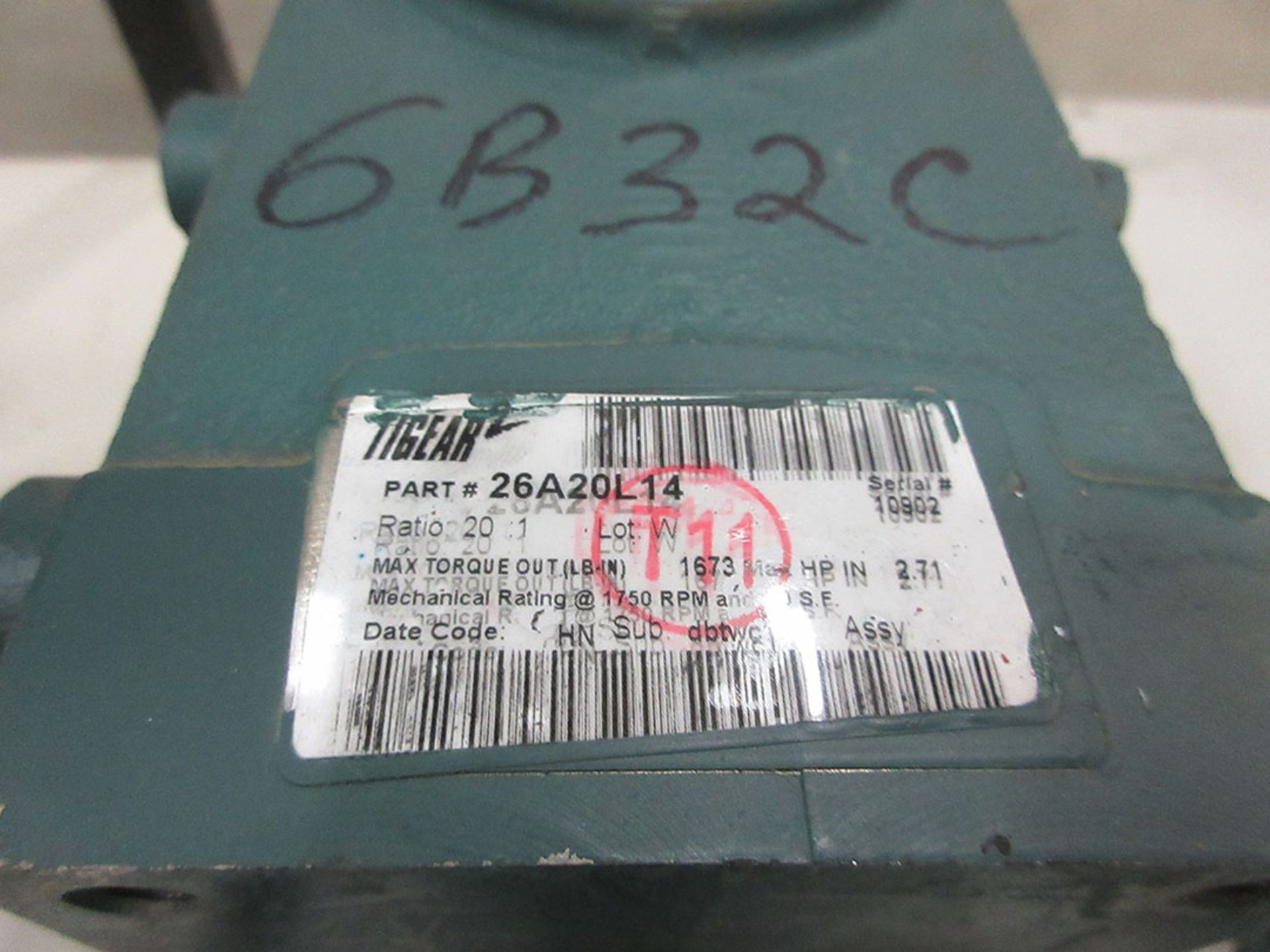 TIGEAR 2 REDUCER; PN 26A20L14, 20:1 RATIO - Image 2 of 2