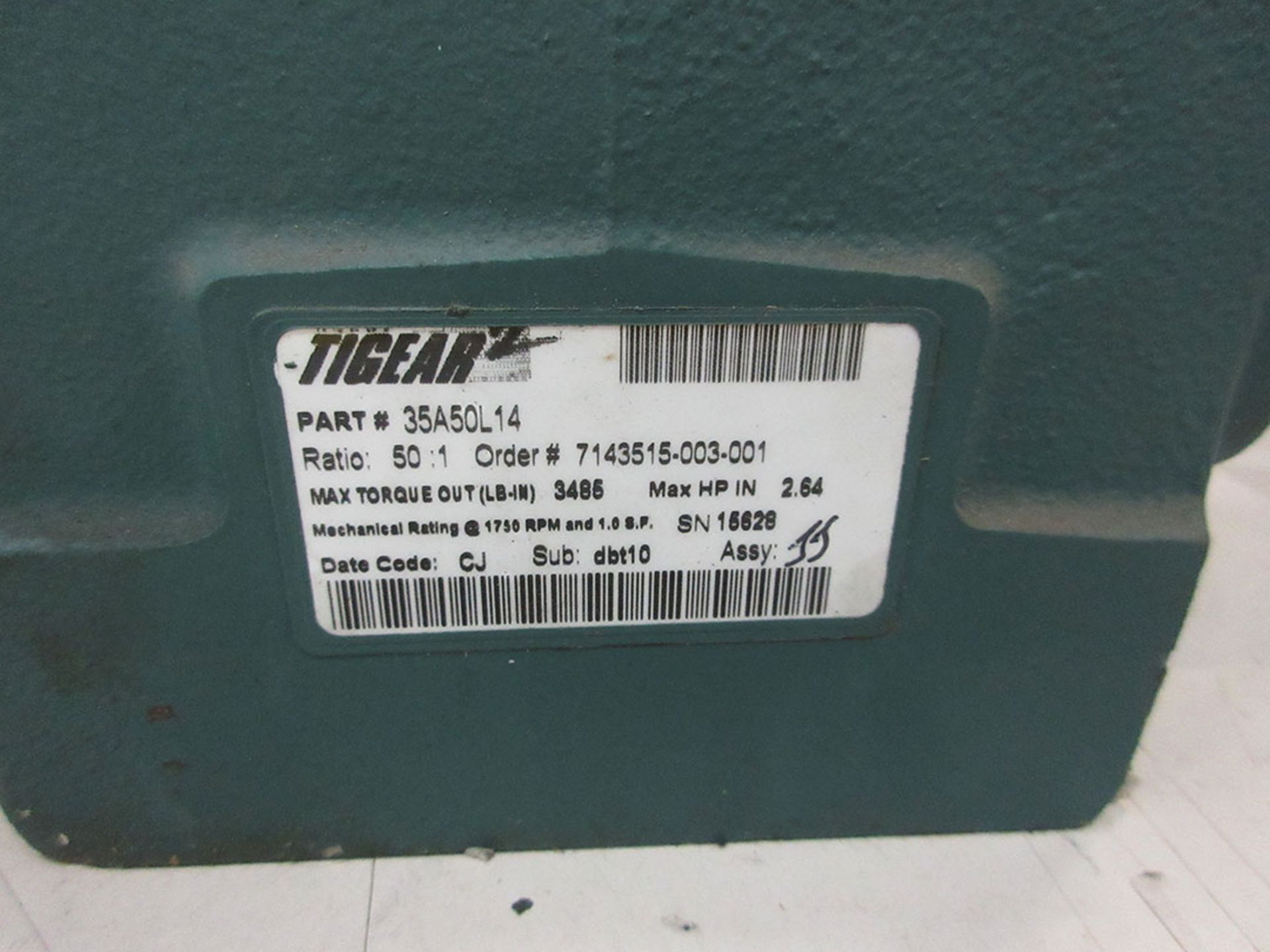 TIGEAR 2 REDUCER; PN 35A50L14, 50:1 RATIO - Image 2 of 2