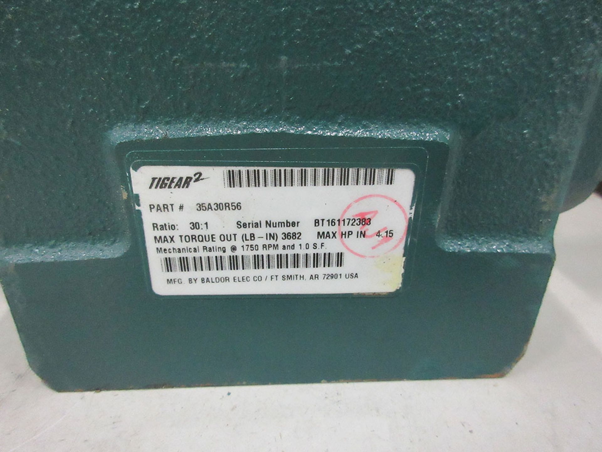 TIGEAR 2 REDUCER; PN 35A30R56, 30:1 RATIO - Image 2 of 2