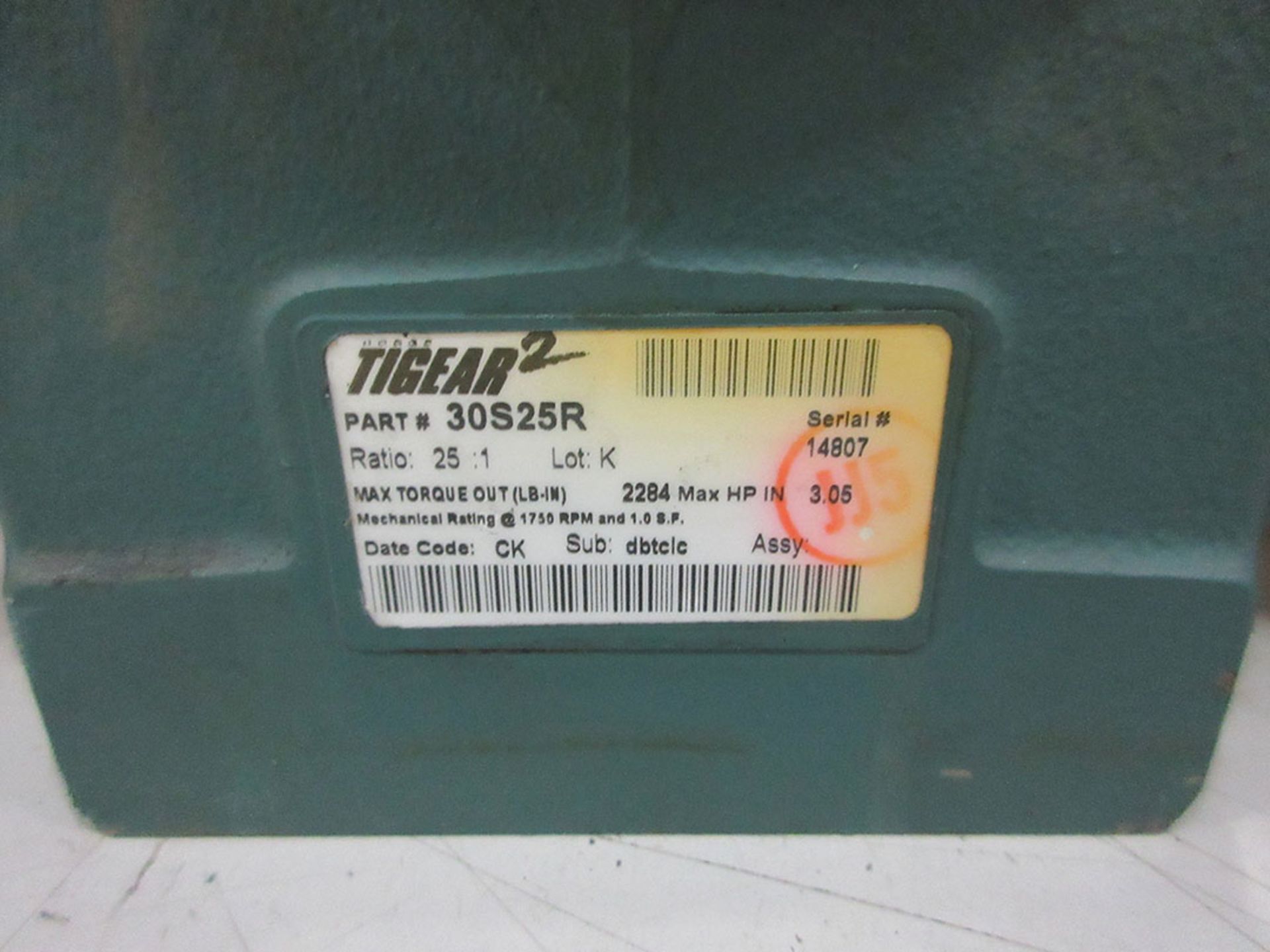 TIGEAR 2 REDUCER; PN 30S25R, 25:1 RATIO - Image 2 of 2