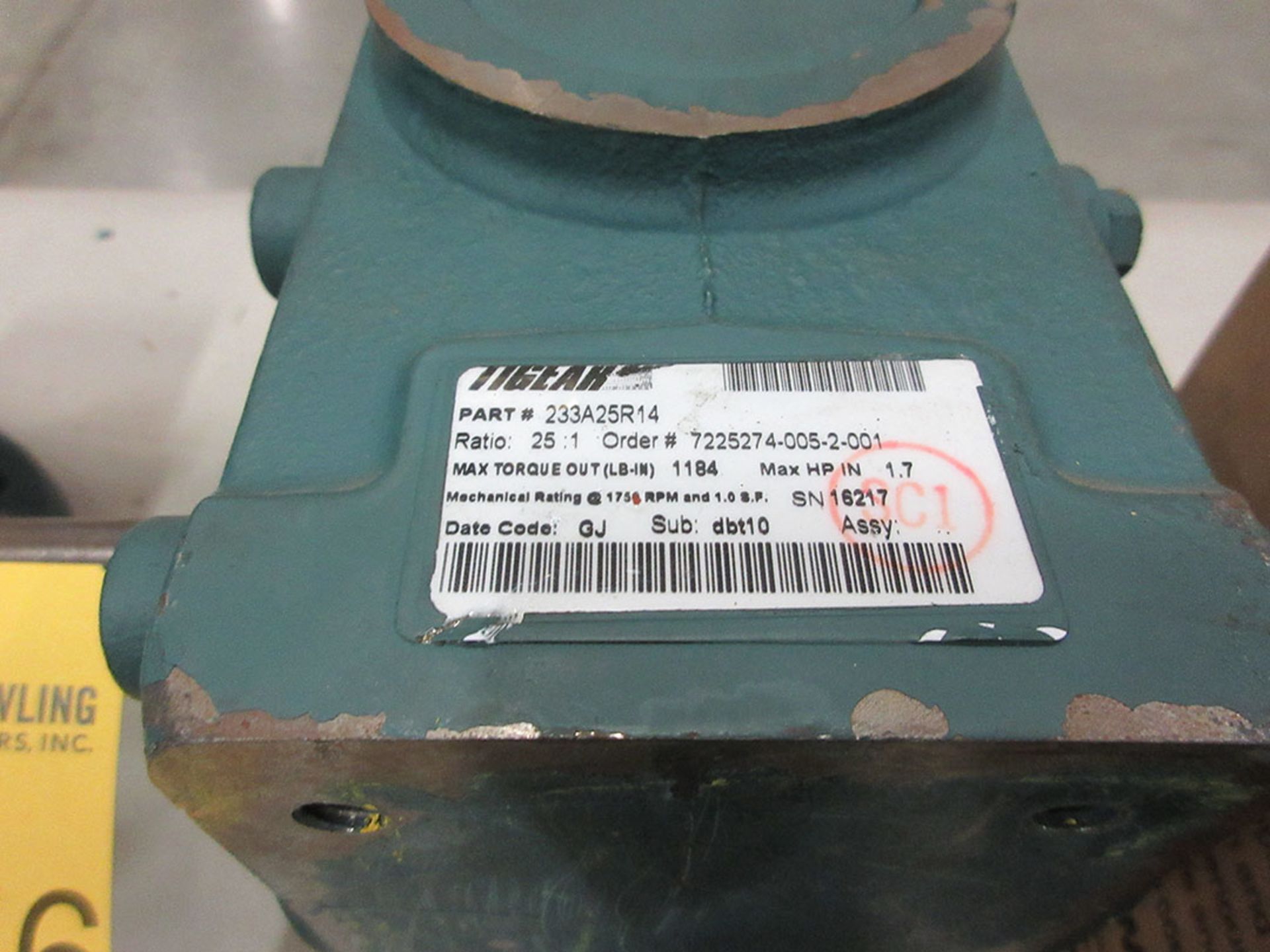 TIGEAR 2 REDUCER; PN 233A25R14, 25:1 RATIO - Image 2 of 2