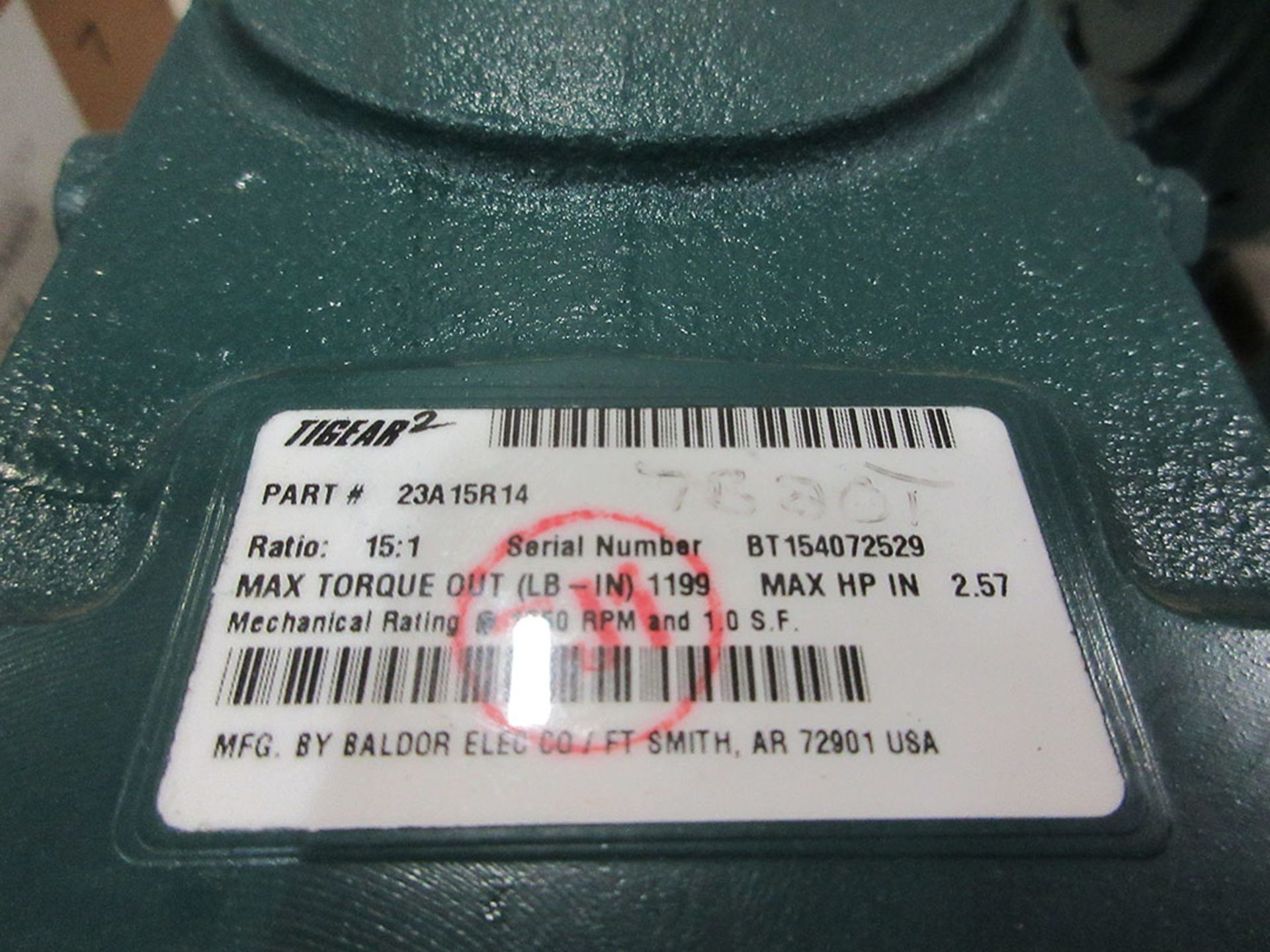 TIGEAR 2 REDUCER; PN 23A15R14, 15:1 RATIO - Image 2 of 2