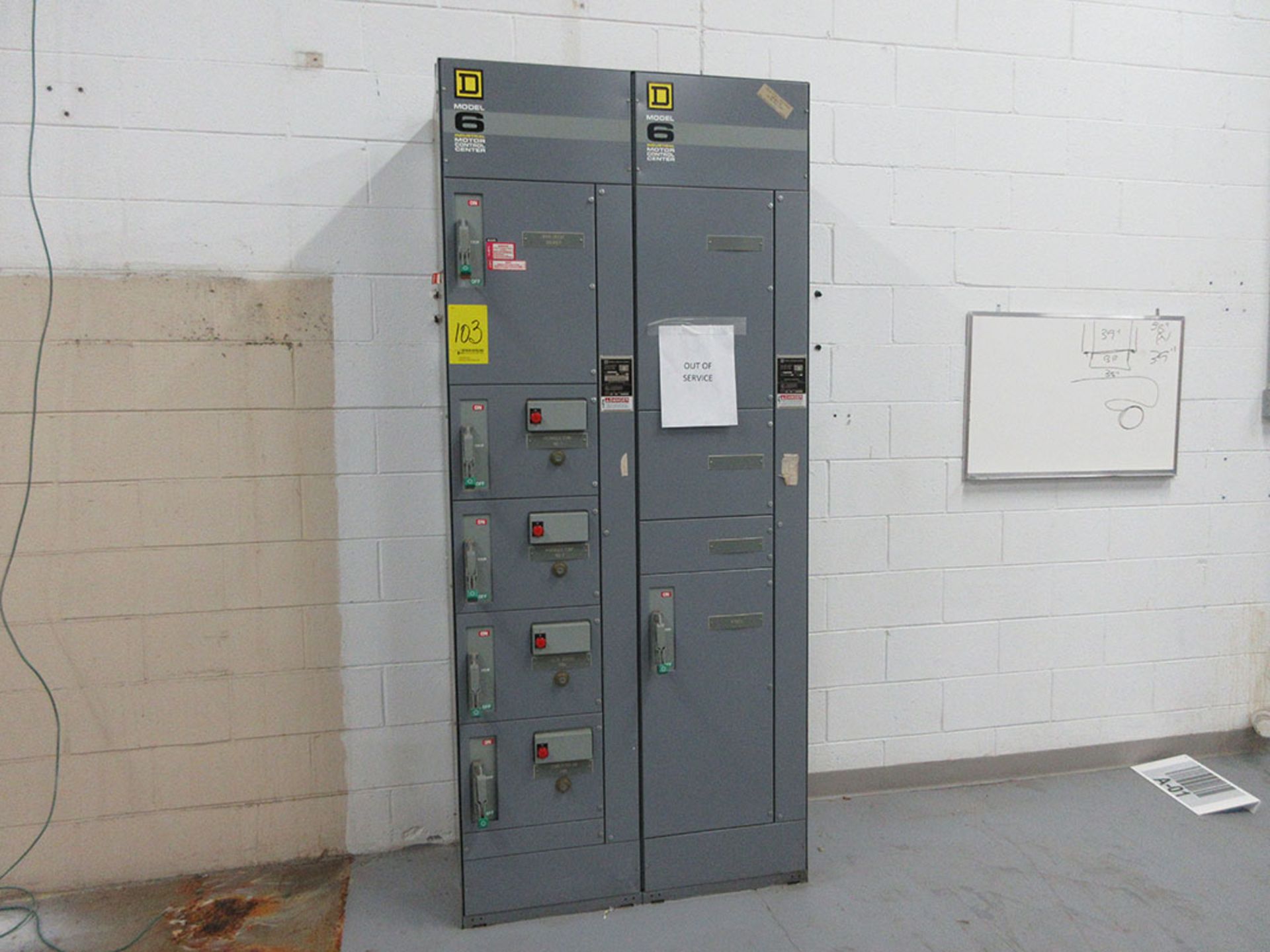 SQUARE D MODEL 6 INDUSTRIAL MOTOR CONTROL PANEL; (6) HORIZONTAL & (3) VERTICAL EACH SECTION