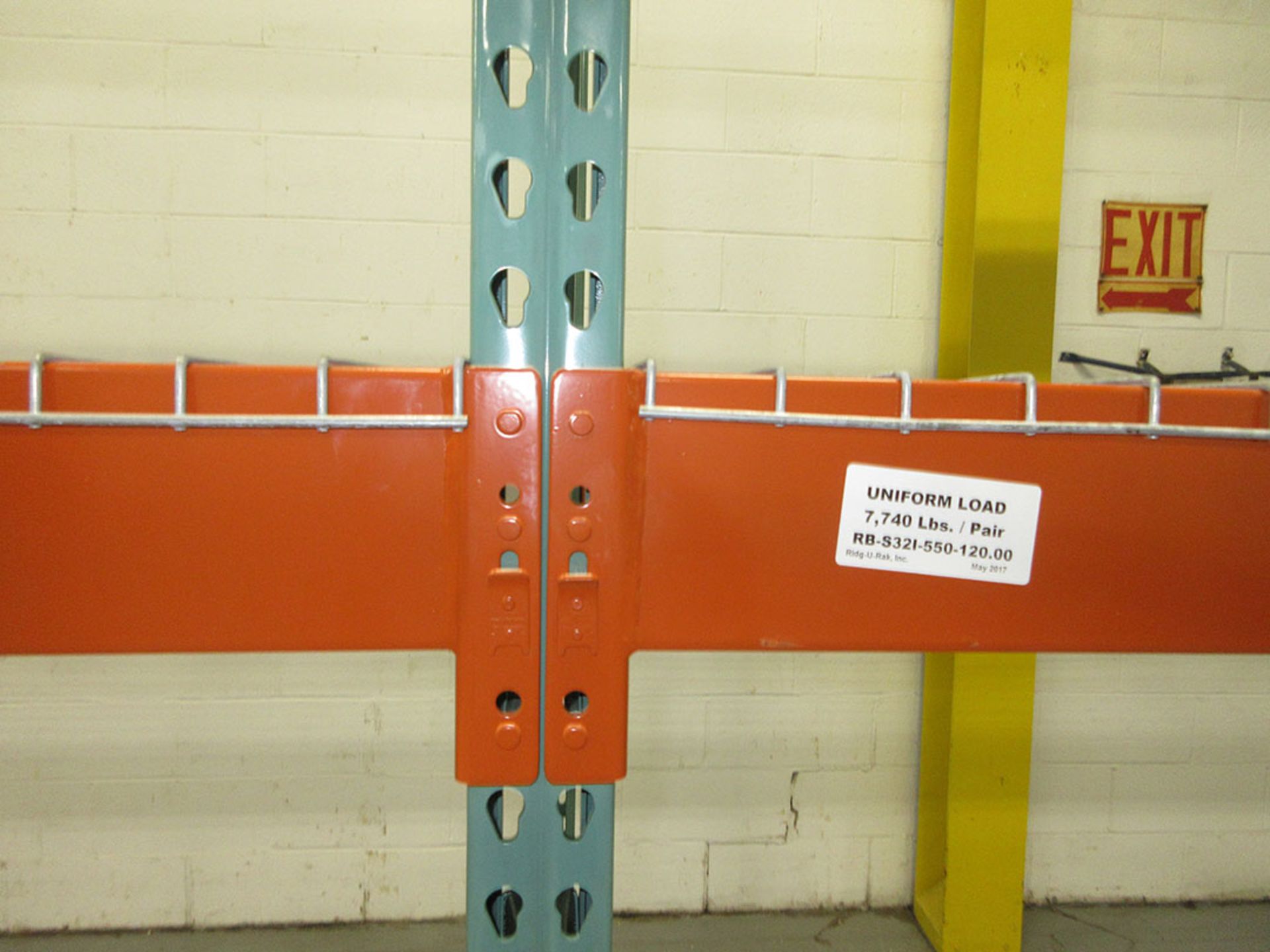 (10) SECTIONS OF TEARDROP STYLE PALLET RACK; (11) 16' UPRIGHTS, (40) RBS321-550-120 CROSSBEAMS 120'' - Image 3 of 3