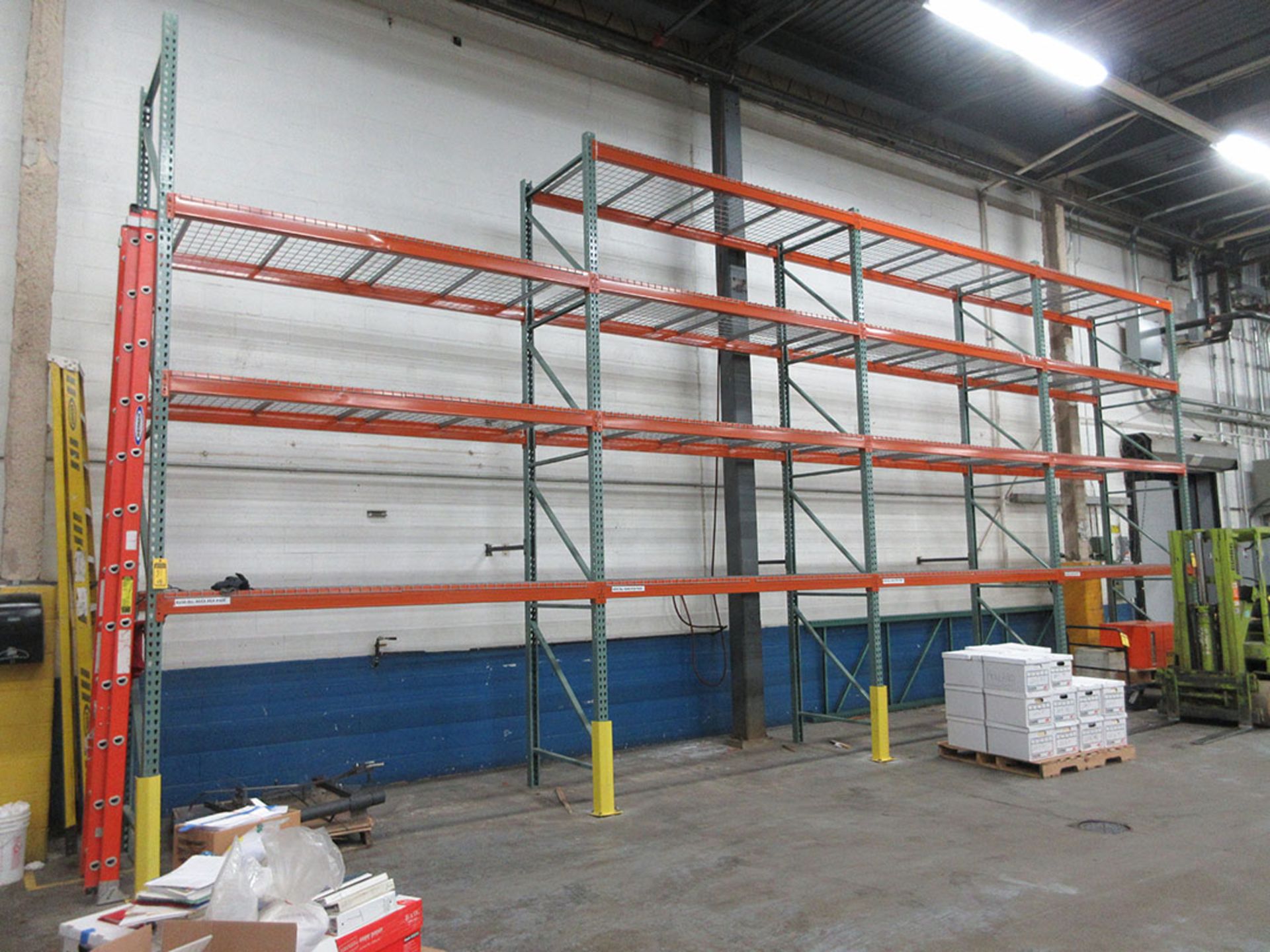 (4) SECTIONS OF TEARDROP PALLET RACK; (5) 16' UPRIGHTS, (30) 9' X 4 1/2'' CROSSBEAMS, 42'' DEEP