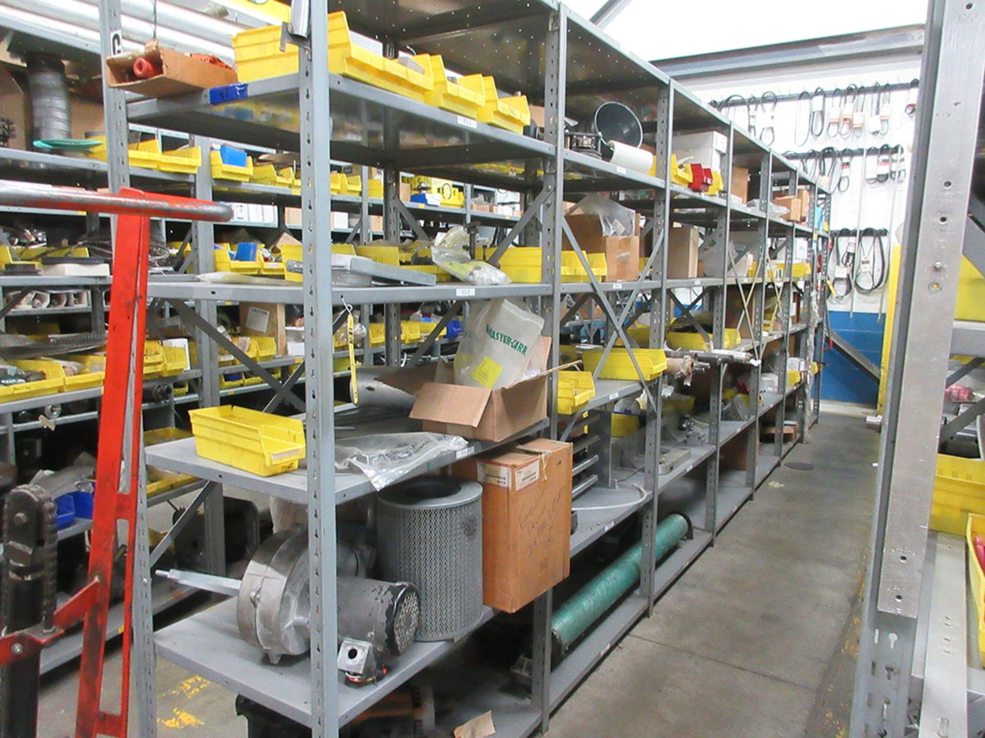 (14) SECTIONS OF BOLTLESS SHELVING WITH CONTENTS; HARDWARE, SHAFTS, FILTERS, FITTINGS, ETC. - Image 2 of 6