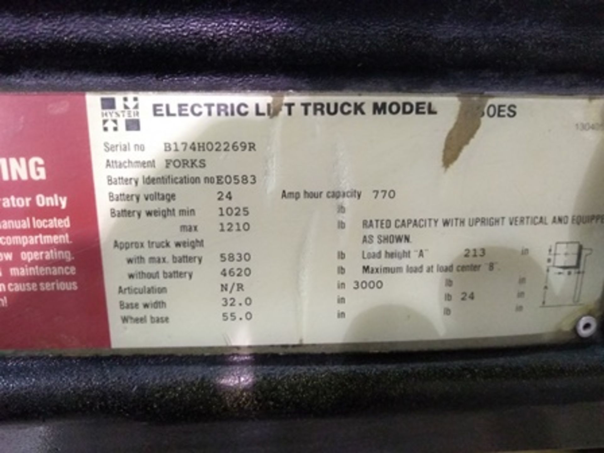 Hyster 3,300 pounds, R30ES stand-up forklift, serial number B174H02269R. Max height 16 ft., inc … - Image 14 of 26