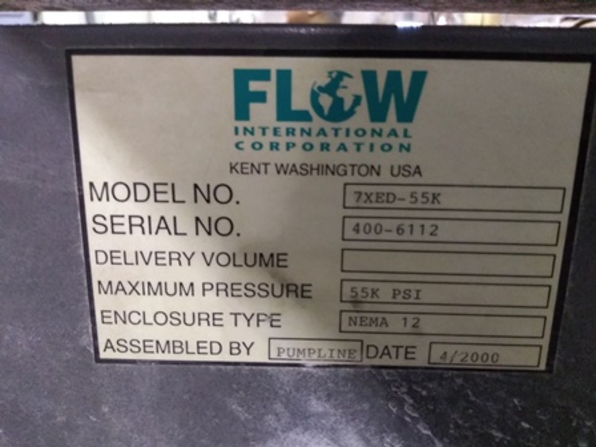 Flow Waterknife 7x, Intensifier Waterjet Pump: 60,000 PSI Operating Pressure, Mawp 483 kpg, ser … - Image 16 of 44