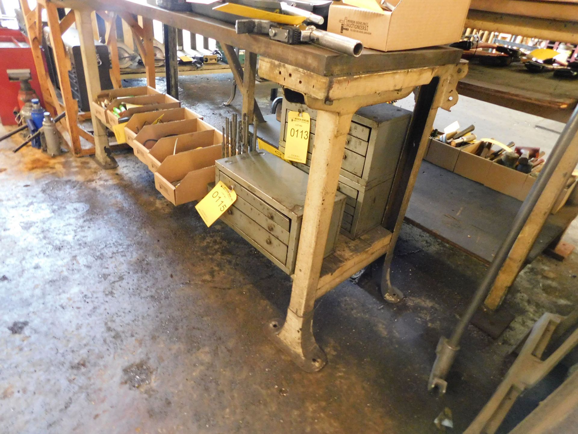 WORK BENCH WITH 1.25'' STEEL PLATE (NO CONTENTS)