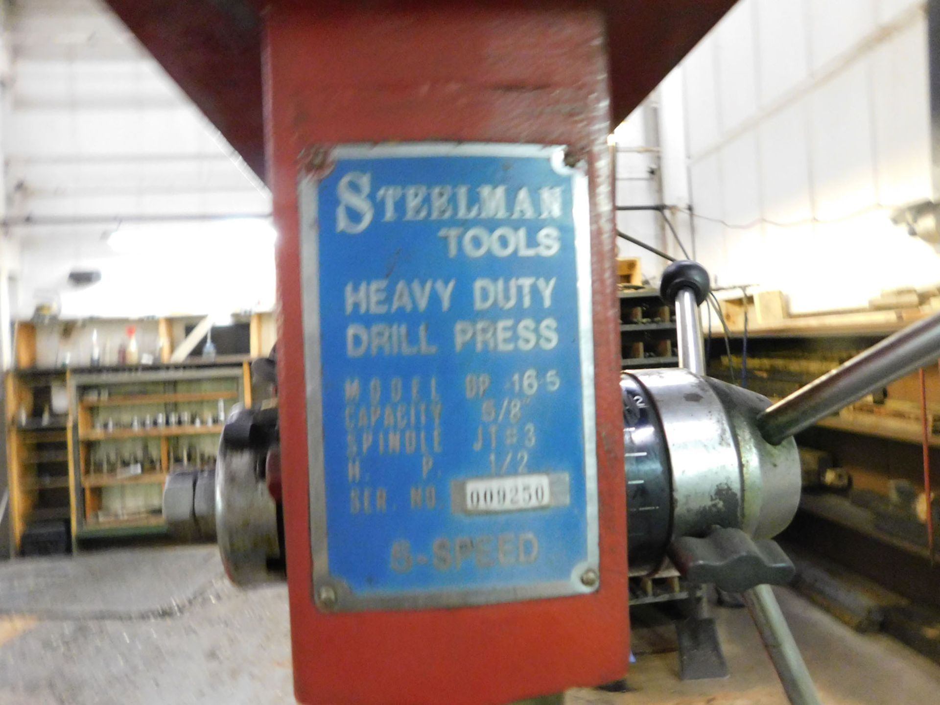 STEELMAN TOOLS HEAVY DUTY DRILL PRESS; MODEL DP-16-5, 5/8'' CAP, SPINDLE JT #3, 1/3 HP, 5-SPEED, S/N - Image 3 of 4