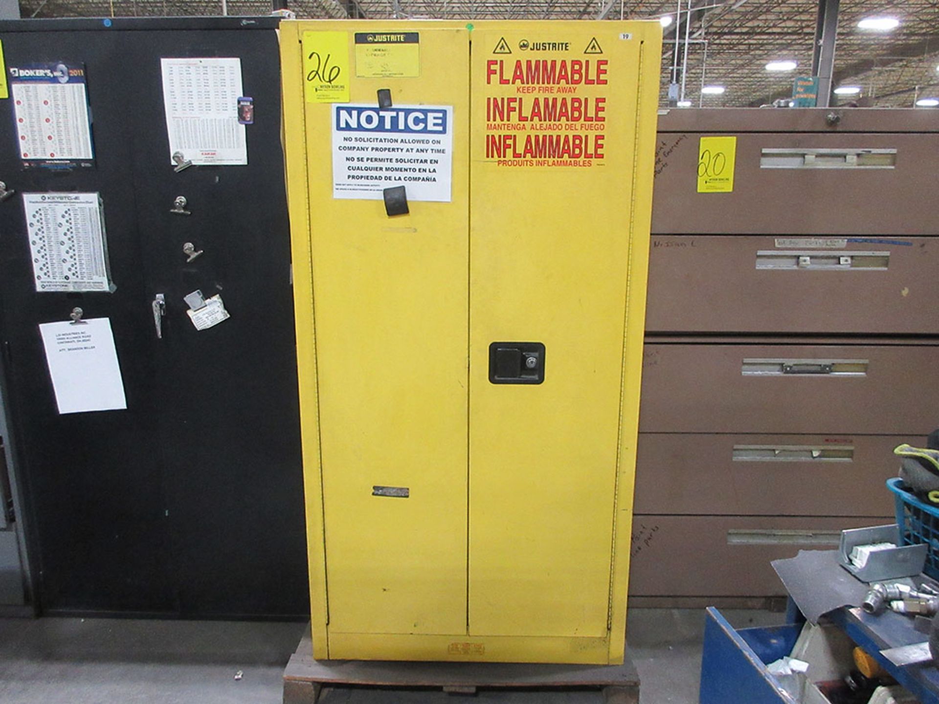 JUSTRITE FLAMMABLE LIQUIDS STORAGE CABINET; 90 GALLON CAPACITY