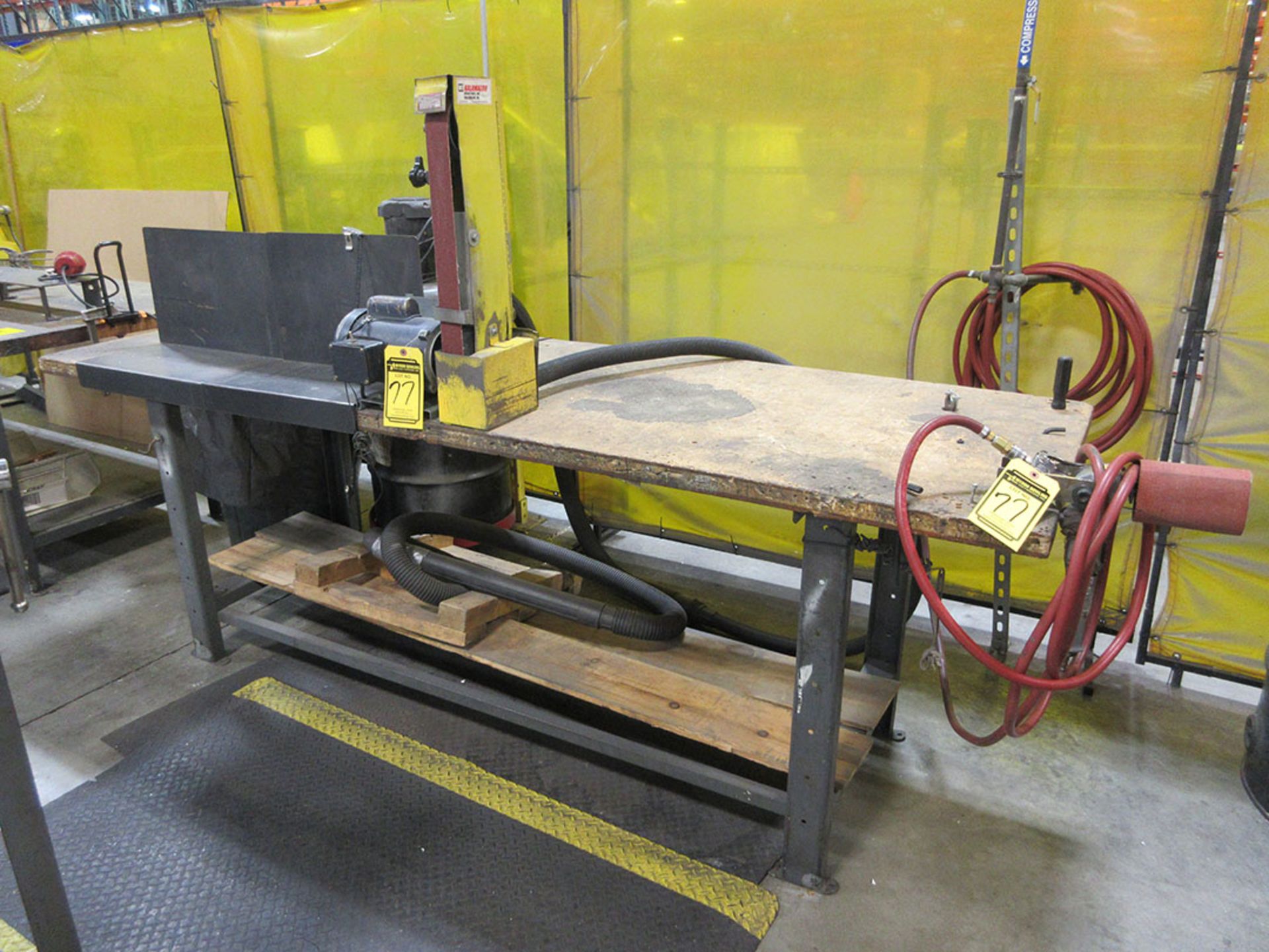 KALAMAZOO 2'' VERTICAL BELT SANDER, CINCINNATI DUST COLLECTOR, AND TABLE