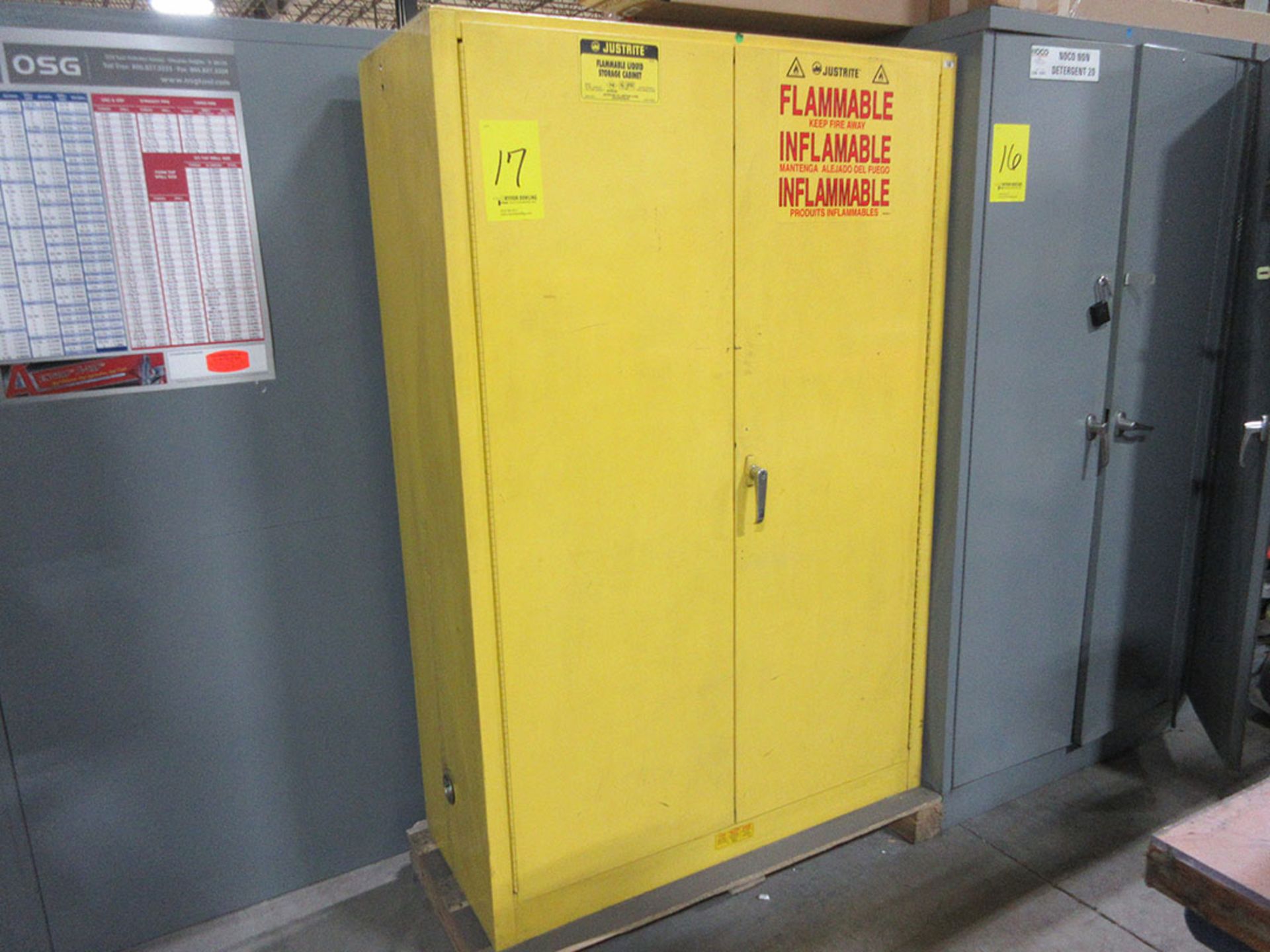 JUSTRITE FLAMMABLE LIQUIDS CABINET; 45 GALLON CAPACITY