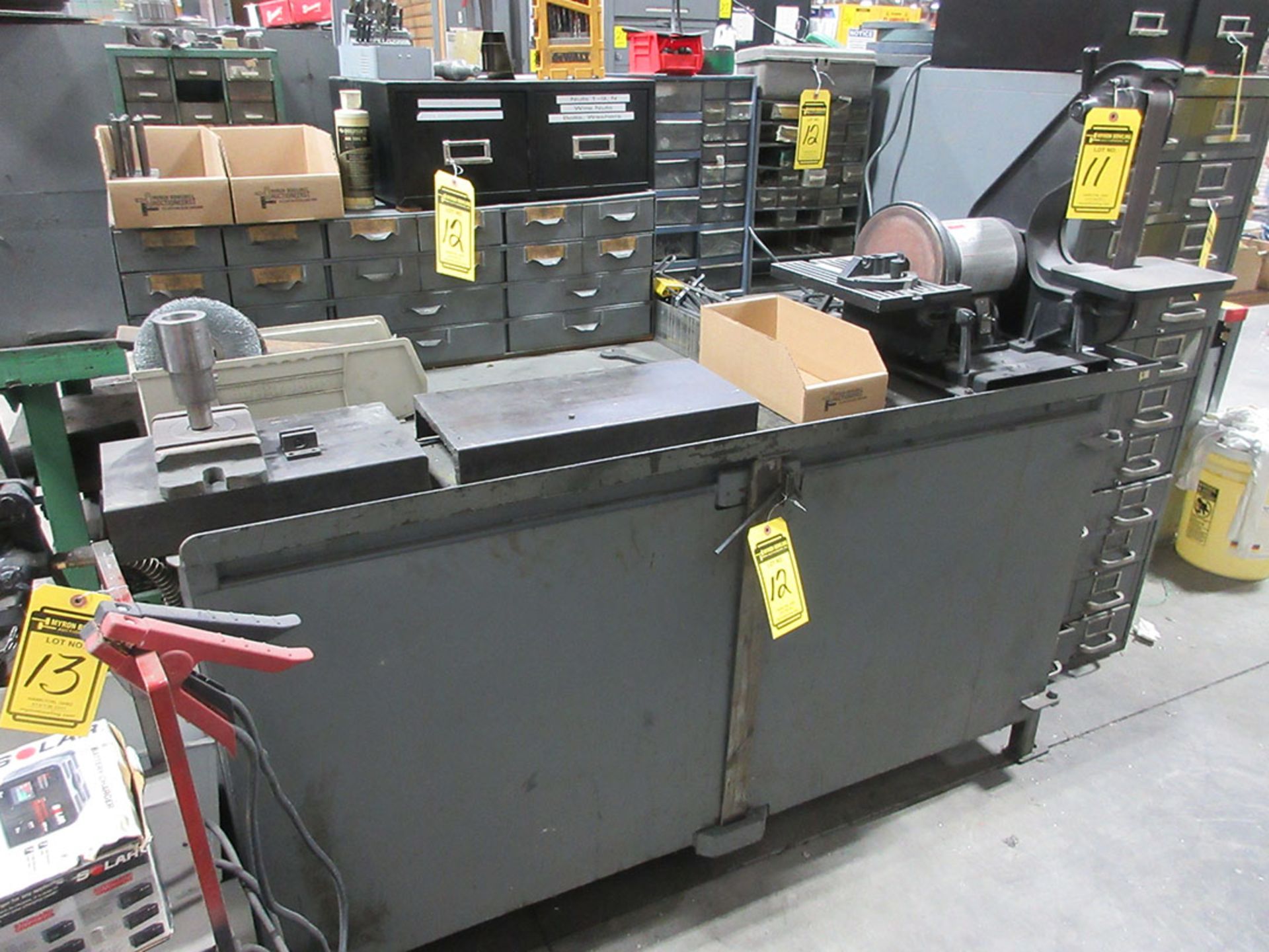 CABINET WITH CONTENTS; BOLTS, SCREWS, DRILL BITS, AND PUNCHES