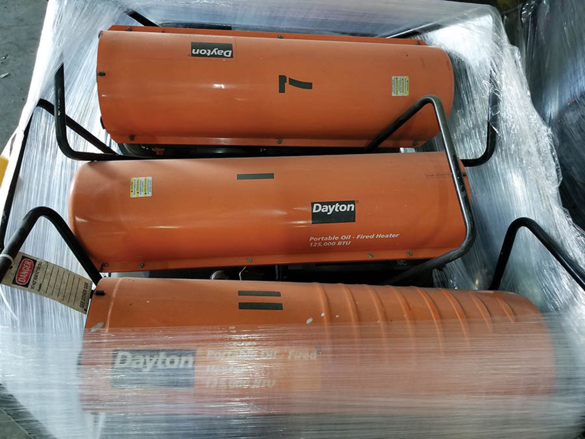 (3) DAYTON PORTABLE 10-GAL. OIL FIRED HEATERS, MODEL 3VE50, 125,000 BTU, 2,900 SQ. FT. - Image 2 of 5