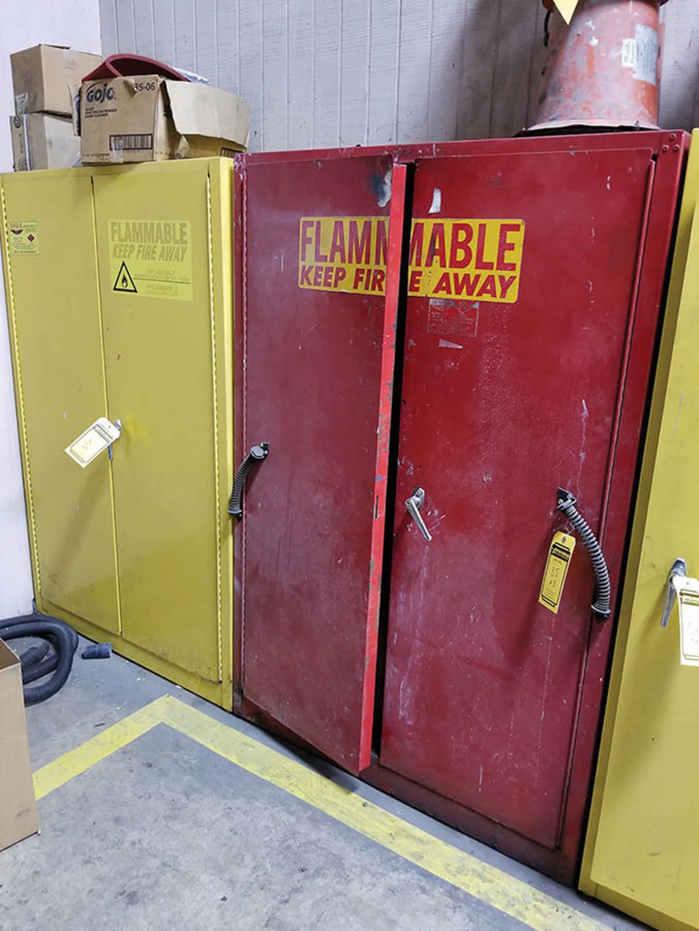(3) 60-GALLON FLAMMABLE STORAGE CABINETS AND CONTENTS