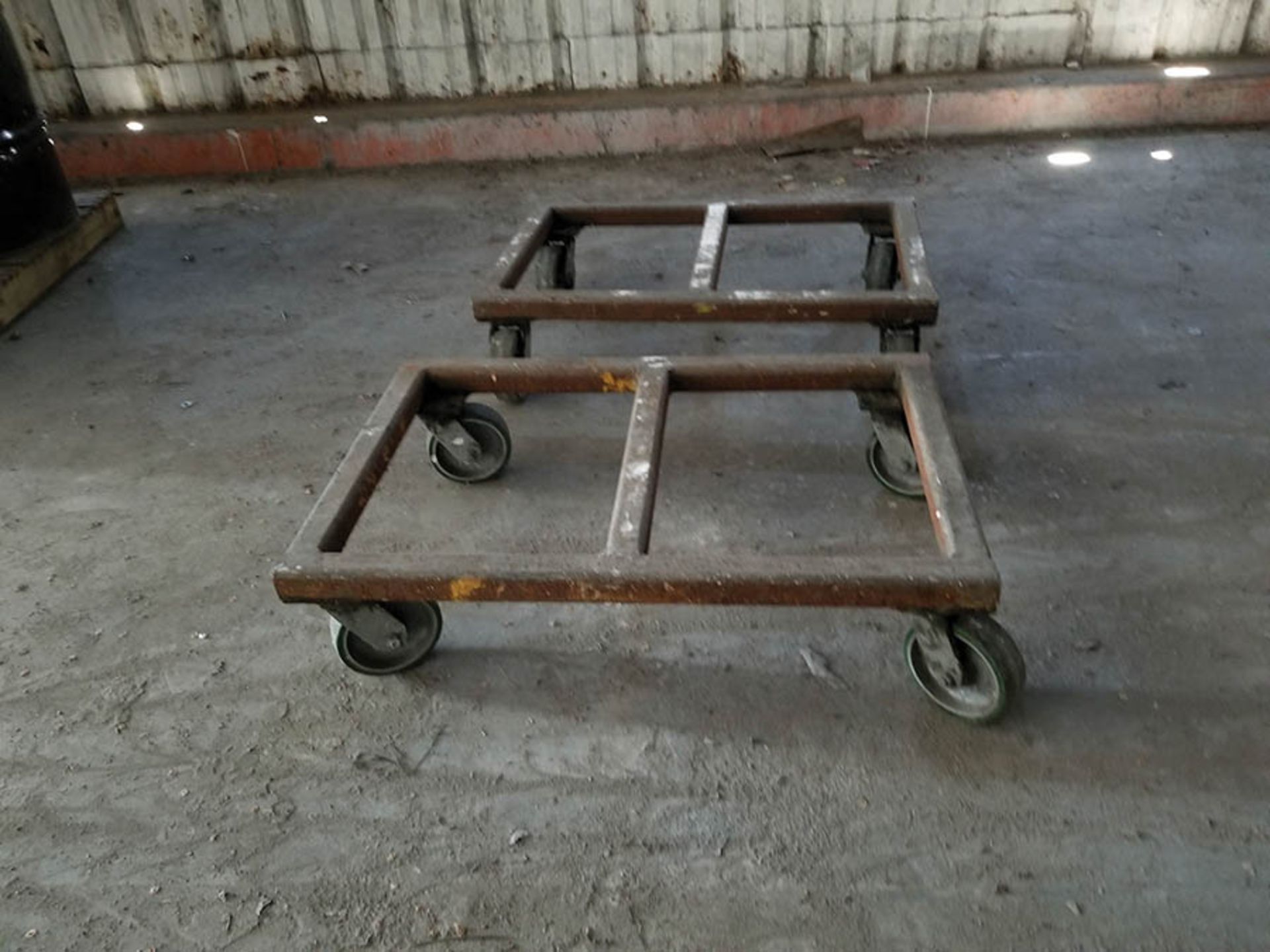 MISC. CARTS THROUGHOUT BUILDING, (4) STEEL FLAT BAR WITH CASTERS, RUBBER MAIDS AND METAL CARTS - Image 2 of 2