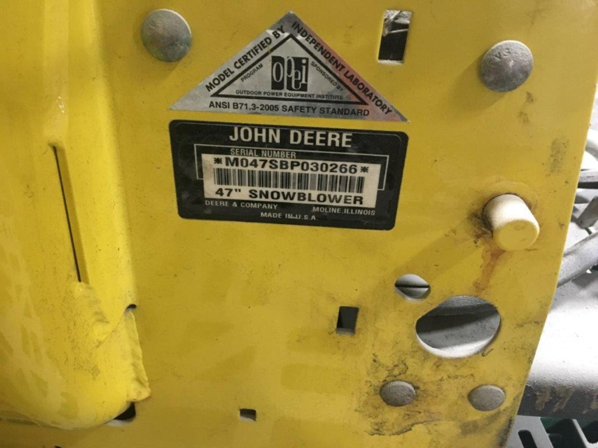 JOHN DEERE 47 IN. SNOWBLOWER ATTACHMENT, S/N M047SBP030266 ***LOCATED IN CARROLLTON, TX*** - Image 4 of 5